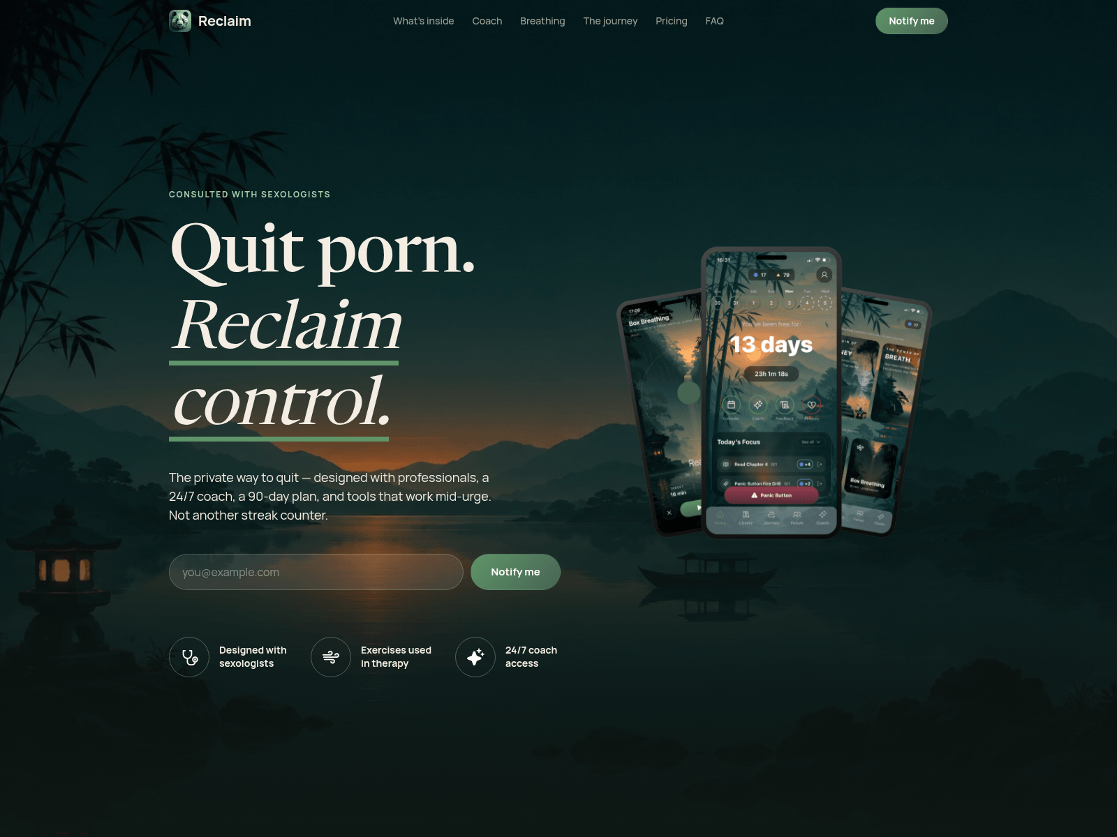 Screenshot of reclaim-app.co