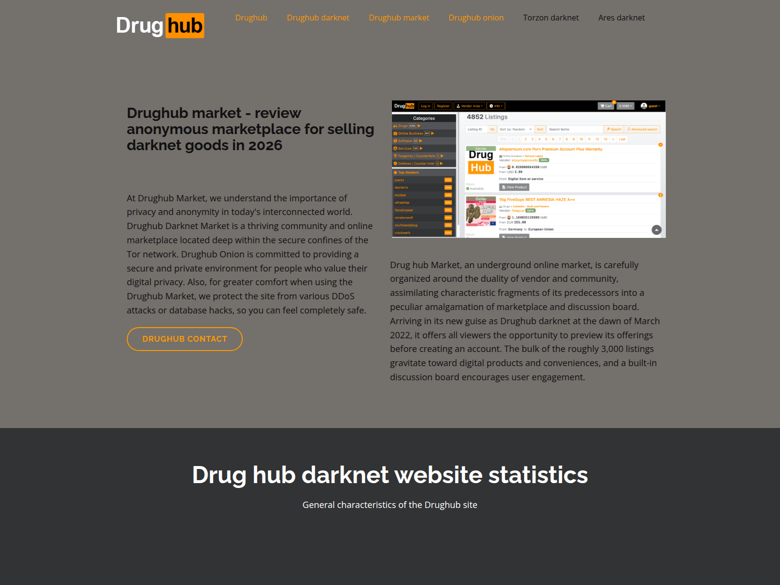 Screenshot of drughub-marketdarknet.com