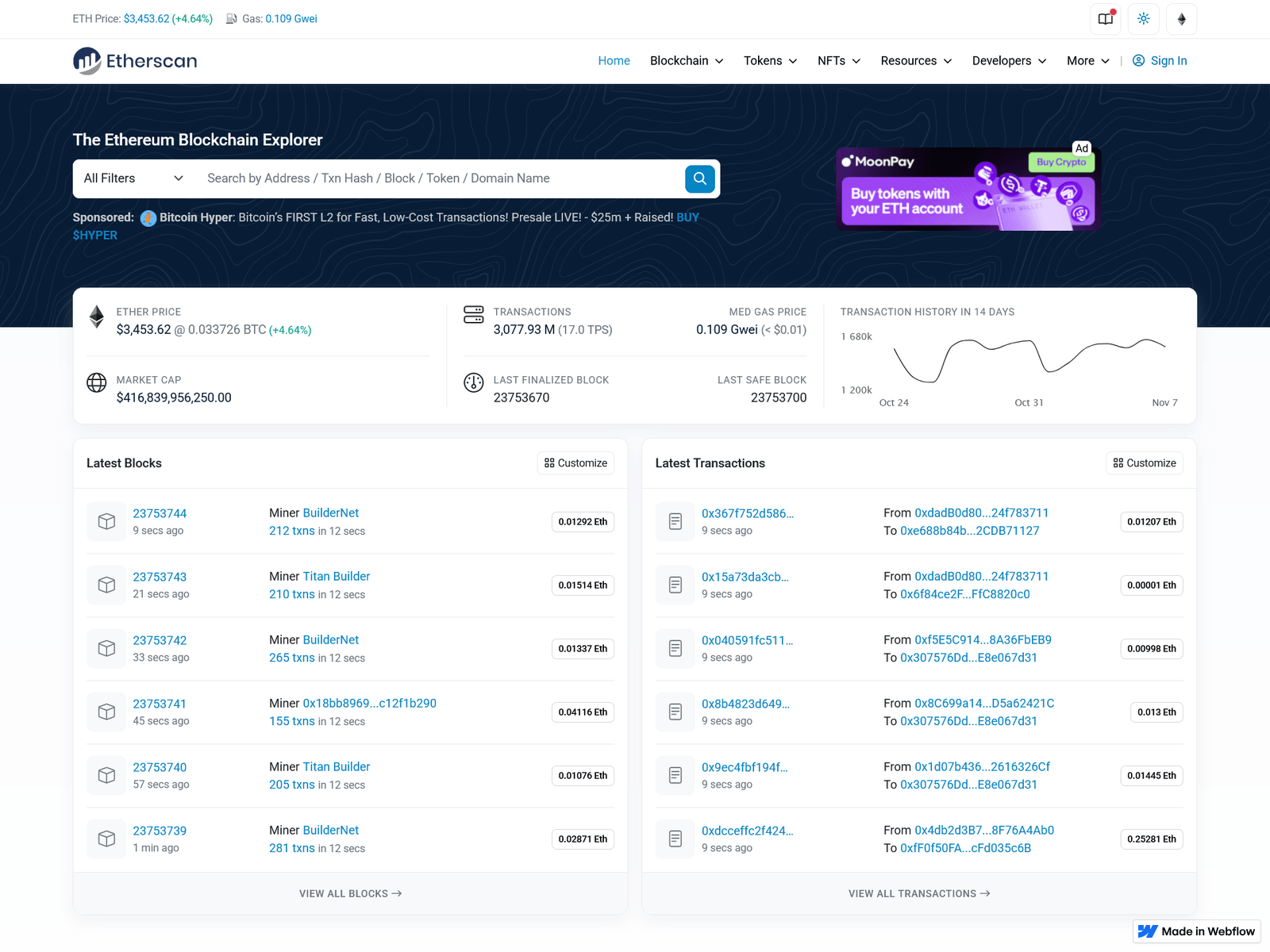 Screenshot of etherscan-us.webflow.io