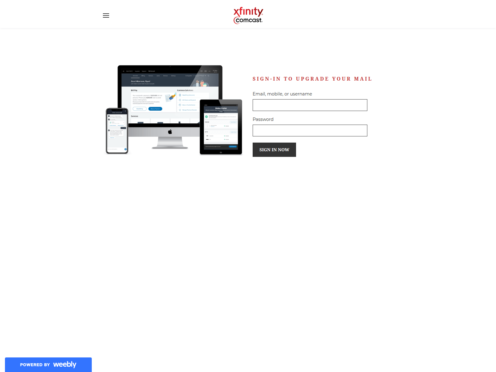 Screenshot of updatexfinity.weebly.com
