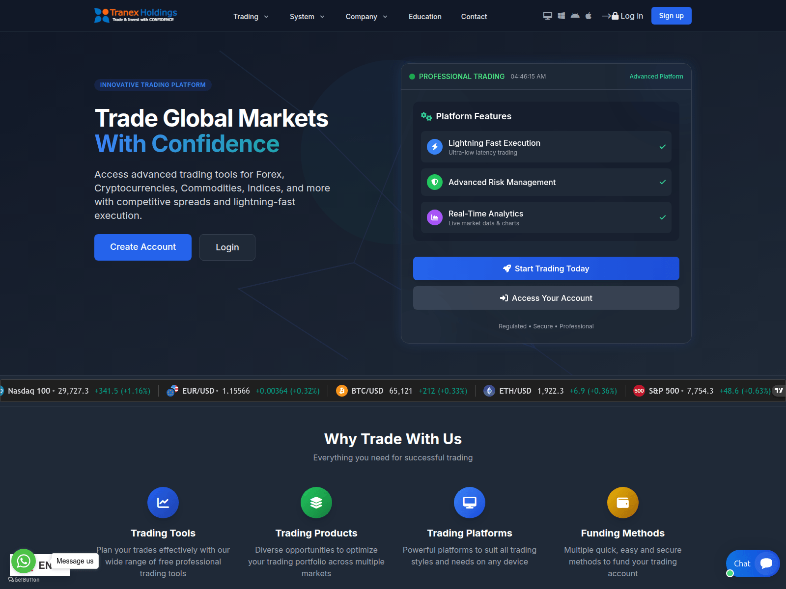 Captura de pantalla de tranex-holdings.com