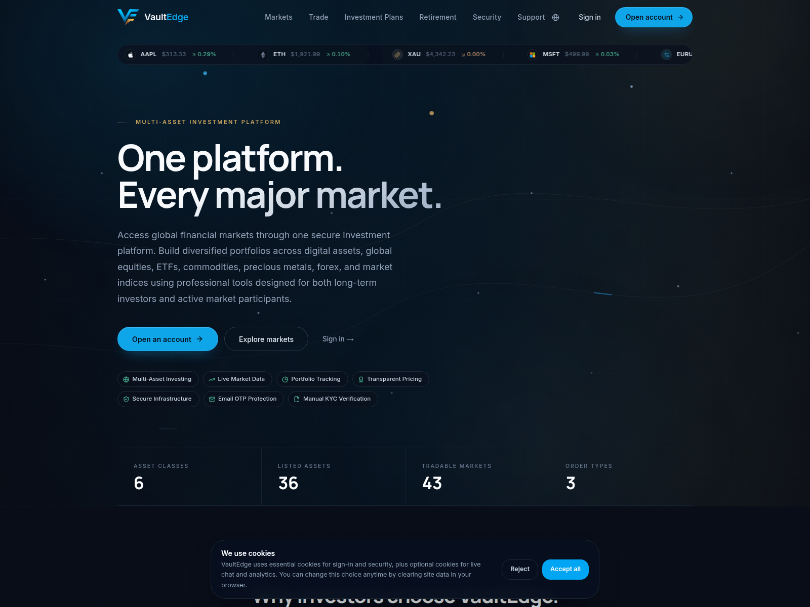 Screenshot of vaultedgefinance.com