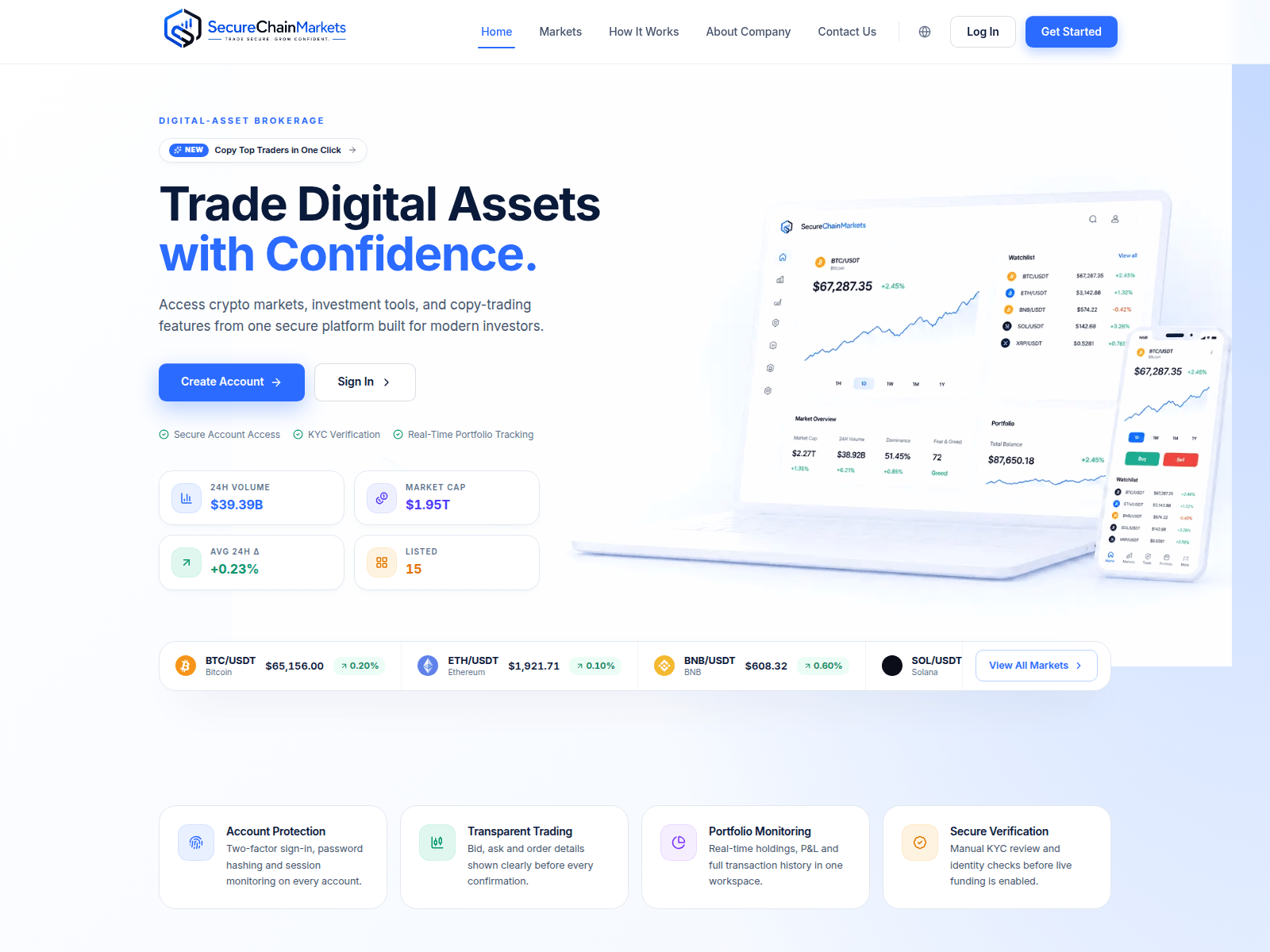 Screenshot of securechainmarkets.com