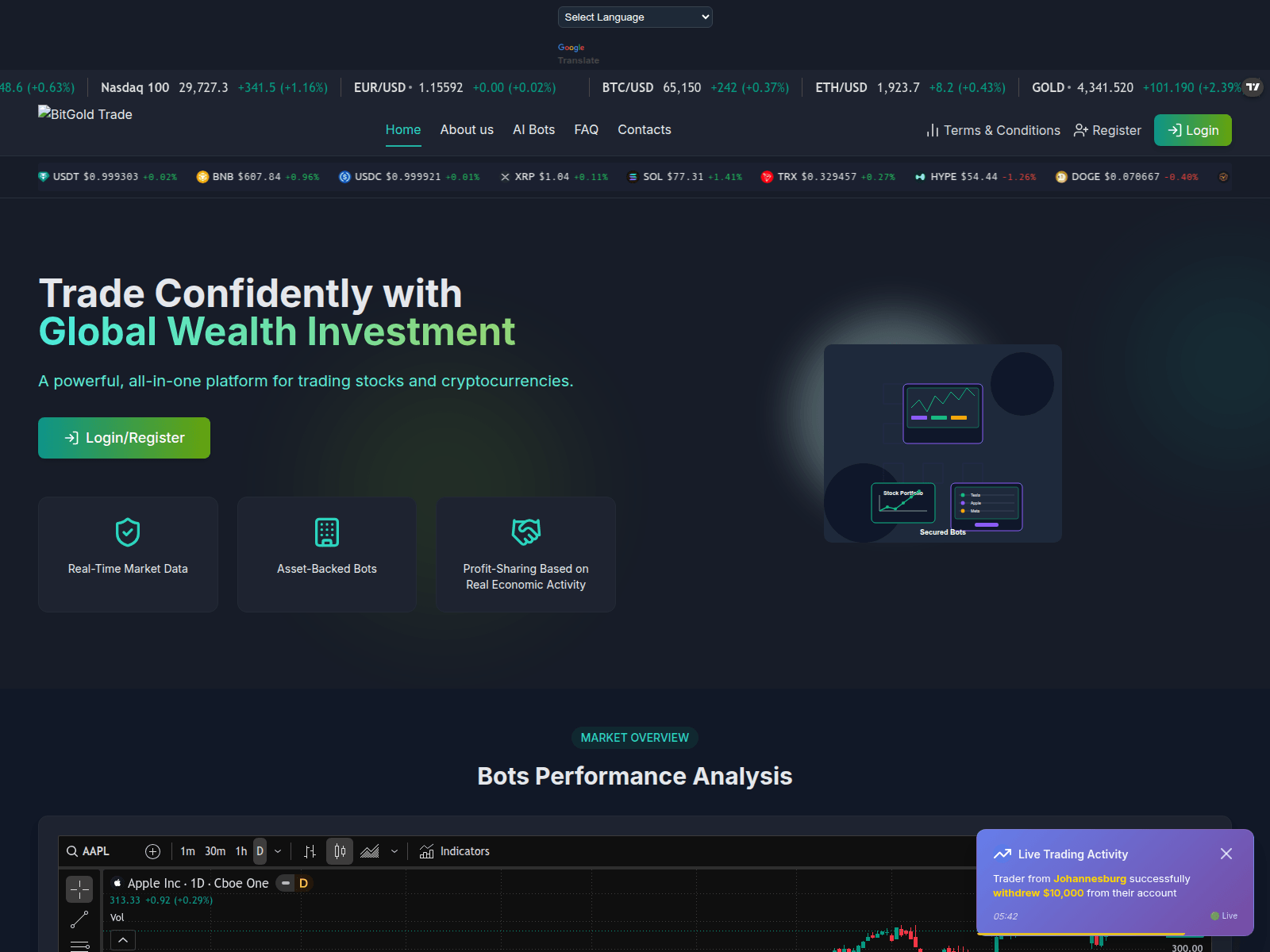 Screenshot of bitgoldtrade.online
