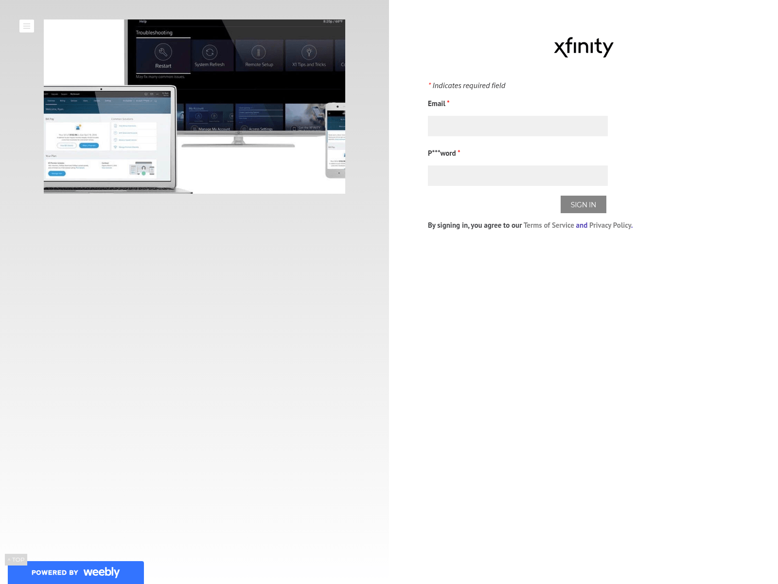 Screenshot of xfinitymyaccount.weebly.com