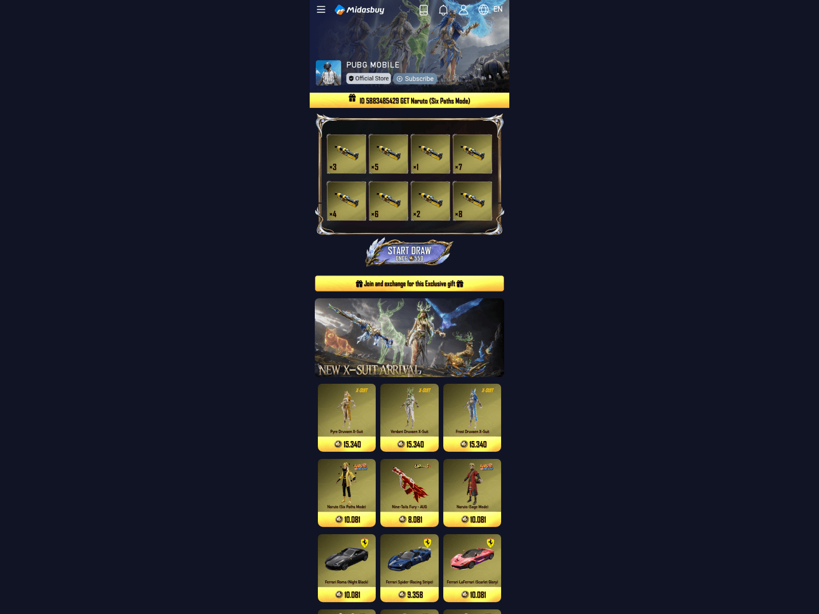 Screenshot of damnchangeventq8.shop.page.midasbuy-zone.com