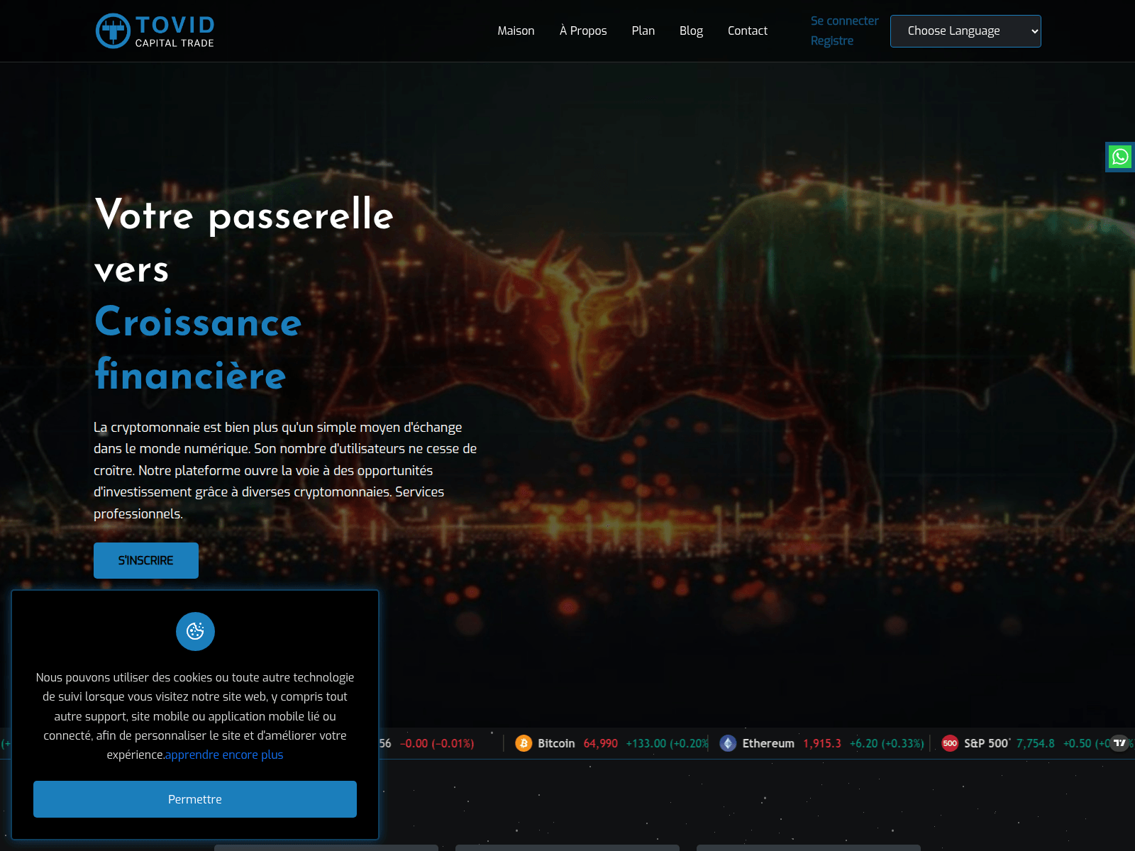 Screenshot of tovidcapitaltrade.com