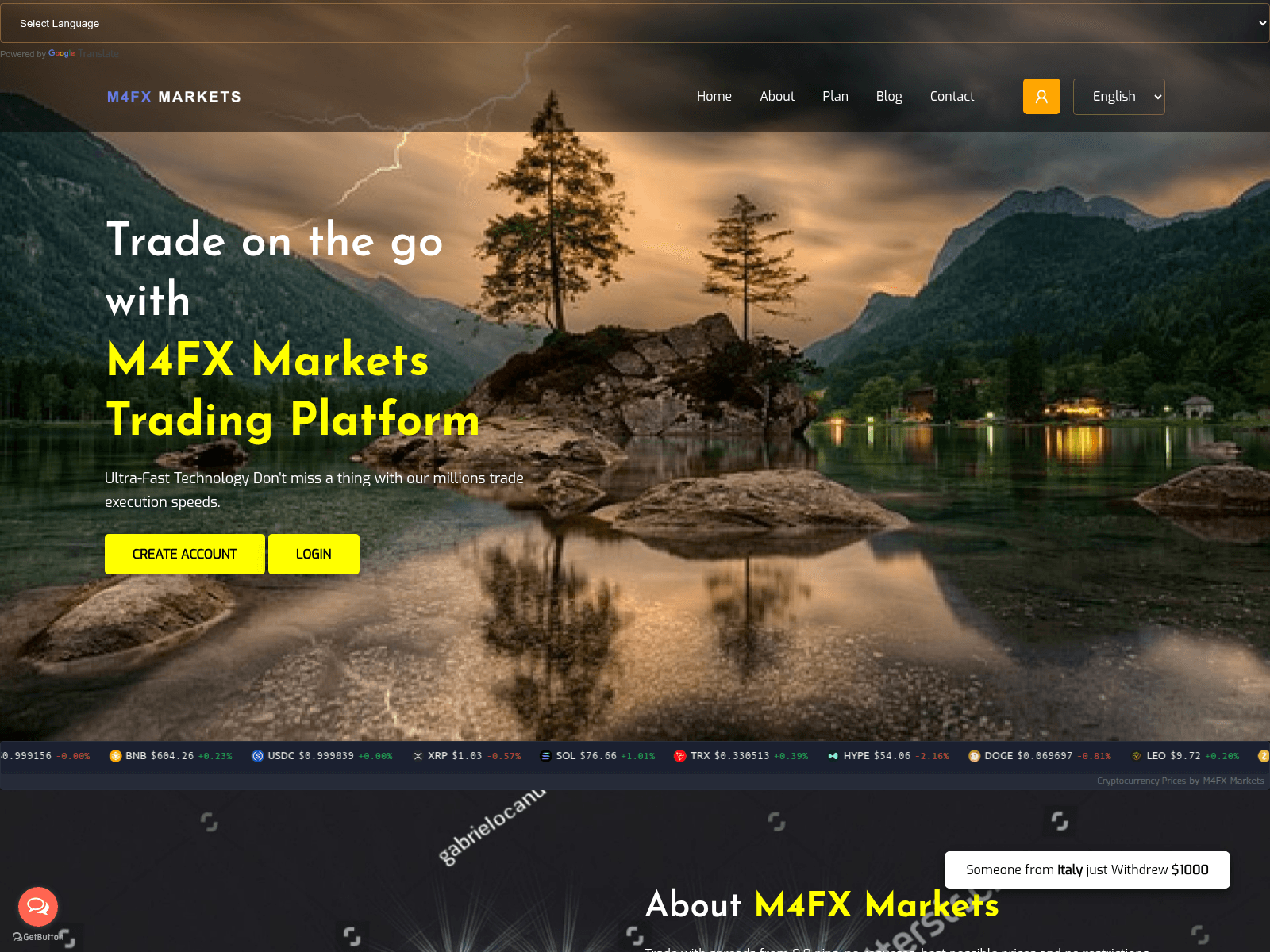 Screenshot of m4fxmarkets.com