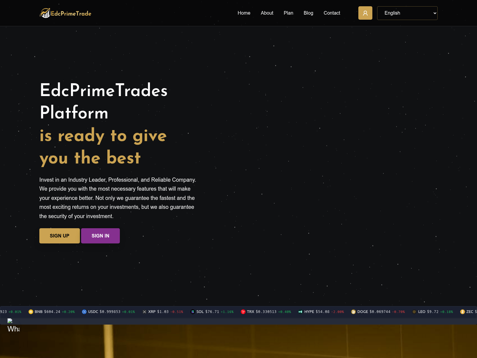 Screenshot of edcprimetrades.com