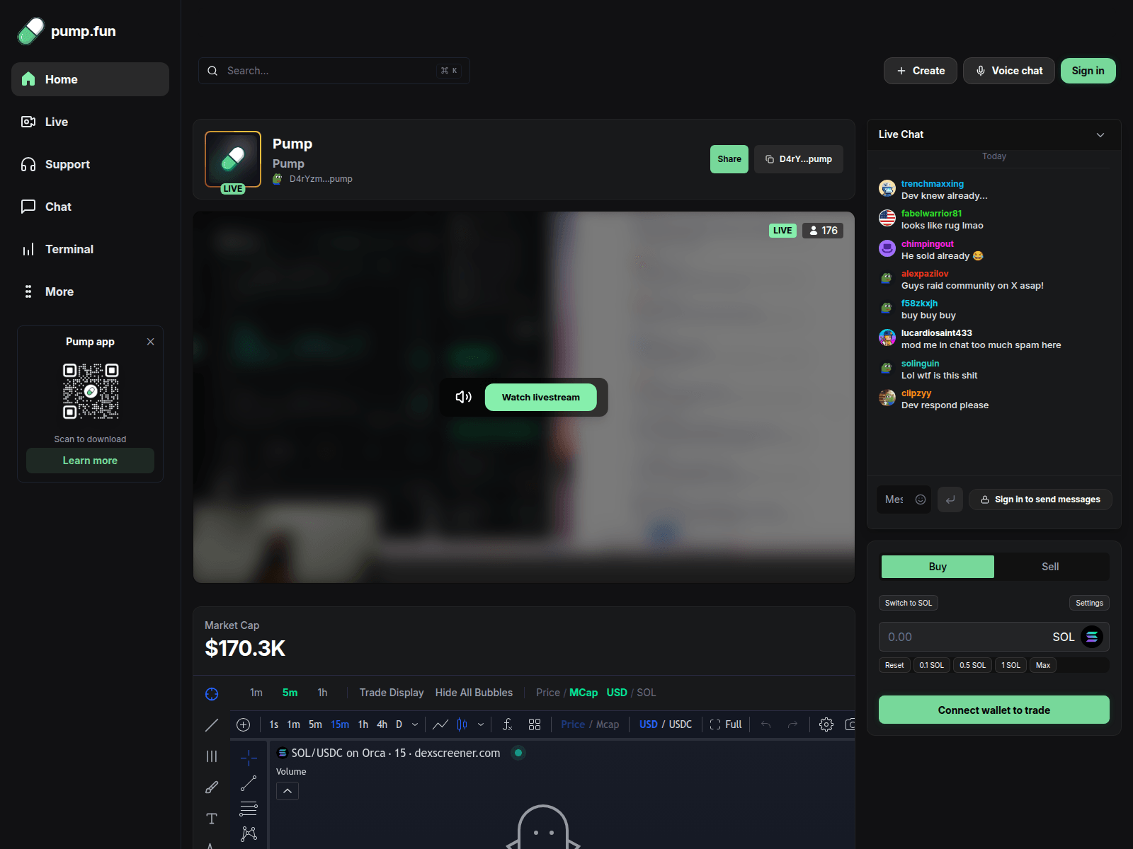 Screenshot of pumpstreamers.xyz
