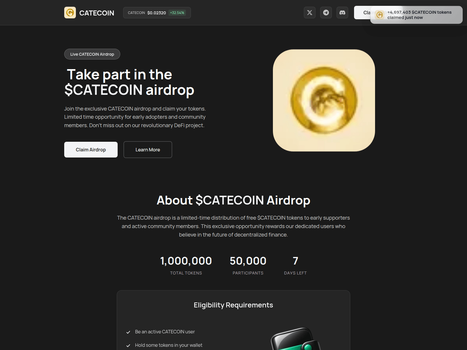 Screenshot of catecoinclaim.pro