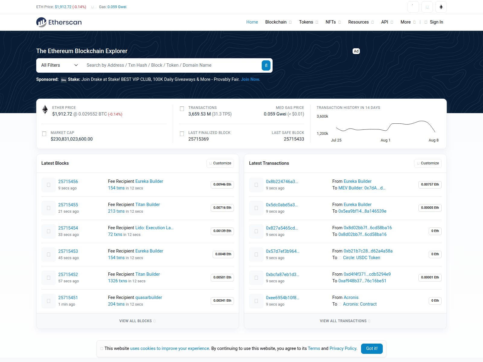 Screenshot of etherscan.cz