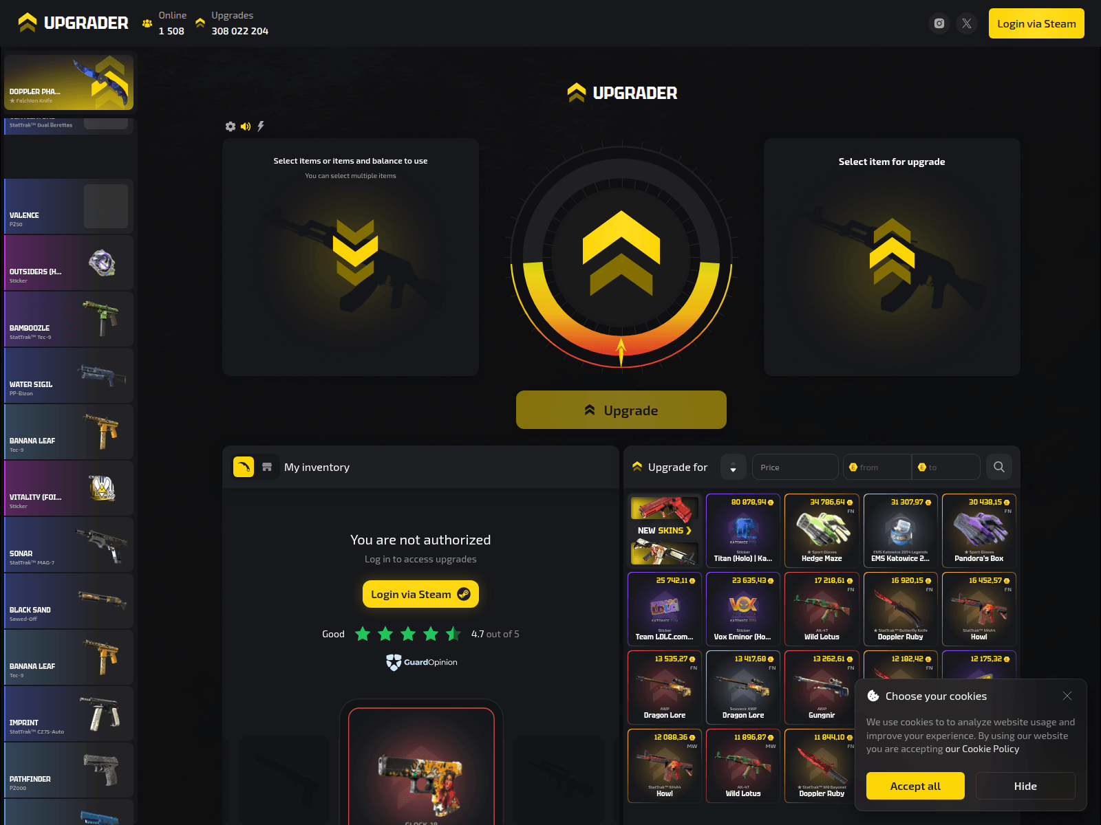 Screenshot of upg.gg