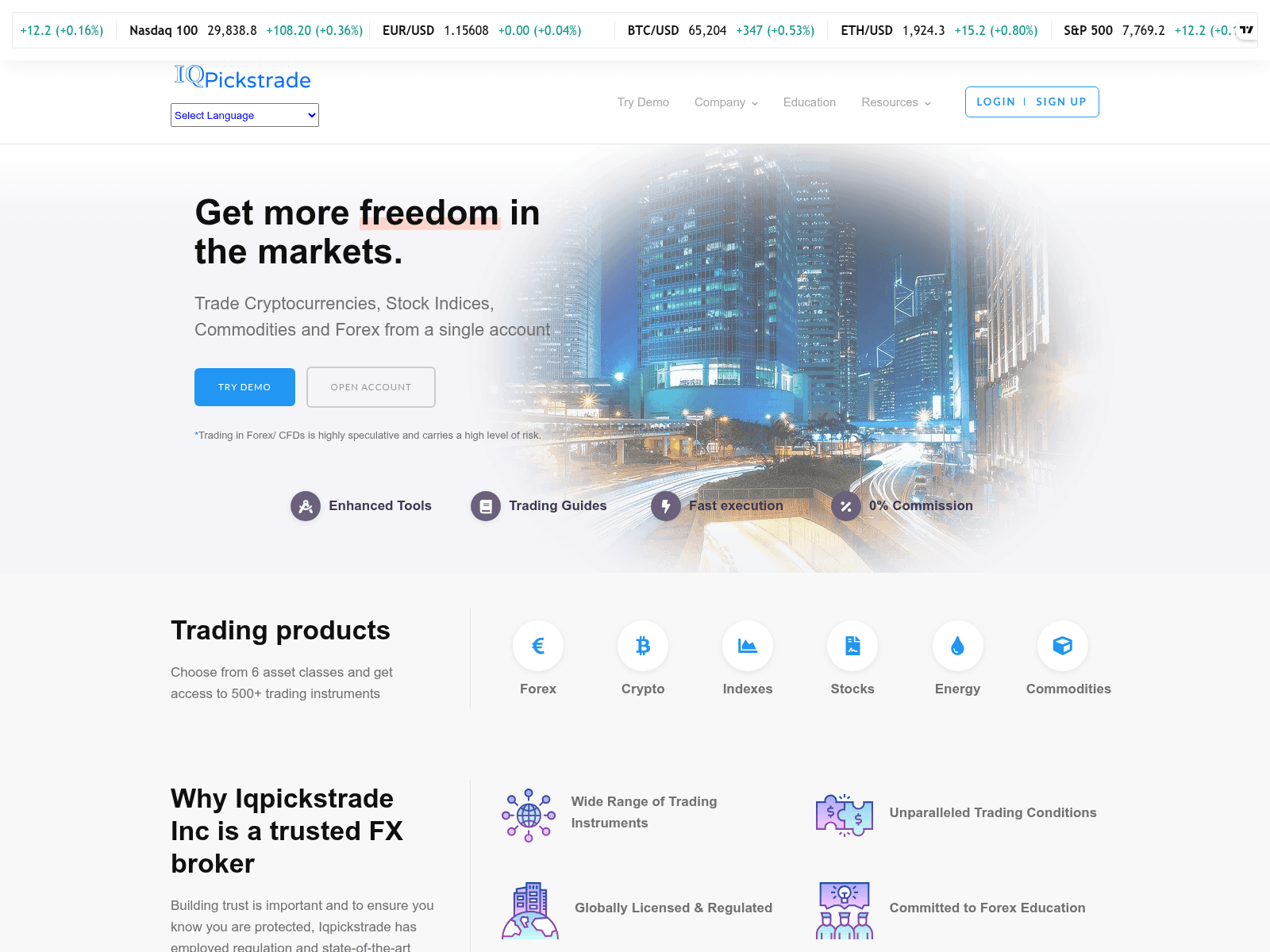 Screenshot of iqpickstrade.trade