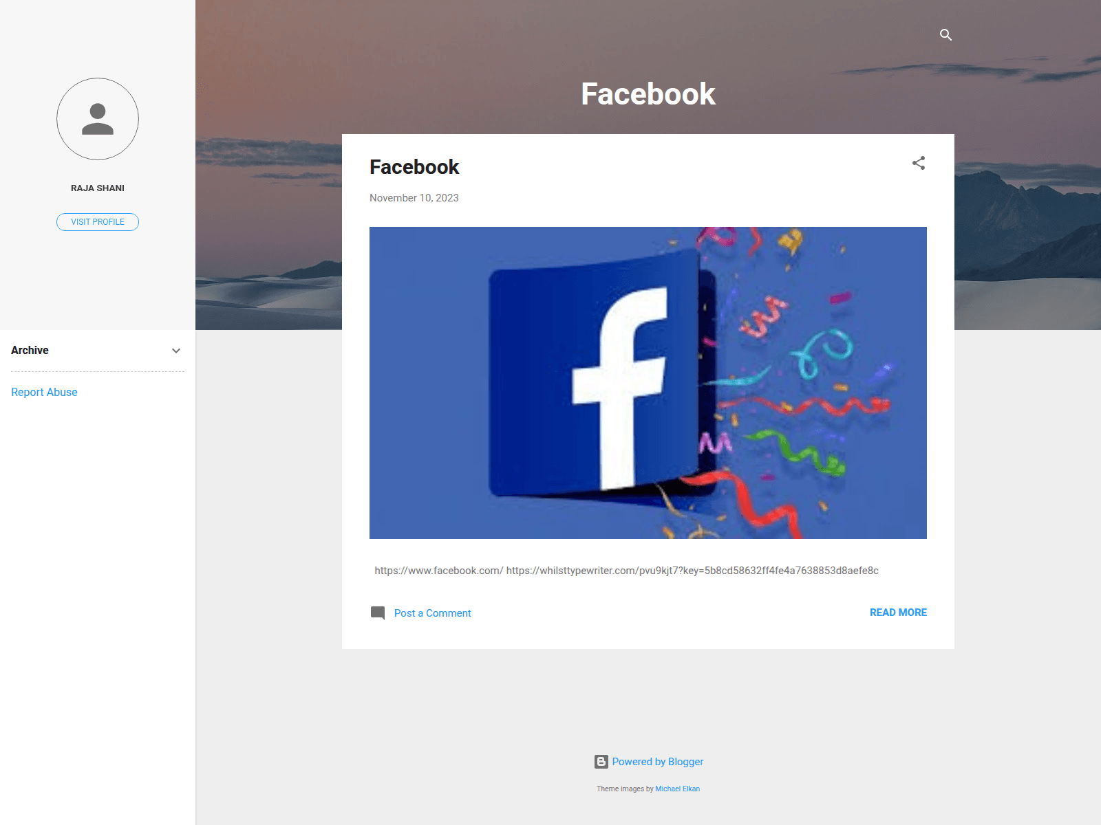 Screenshot of facebooklivepage.blogspot.com