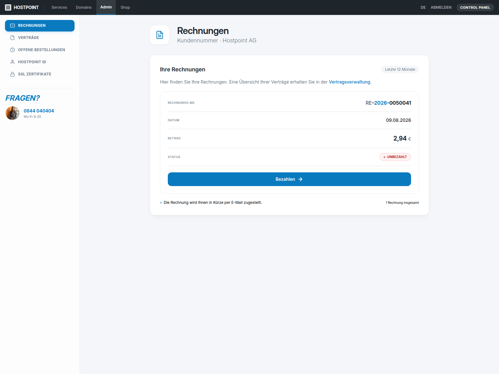 Screenshot of rechnungdirekt24.com