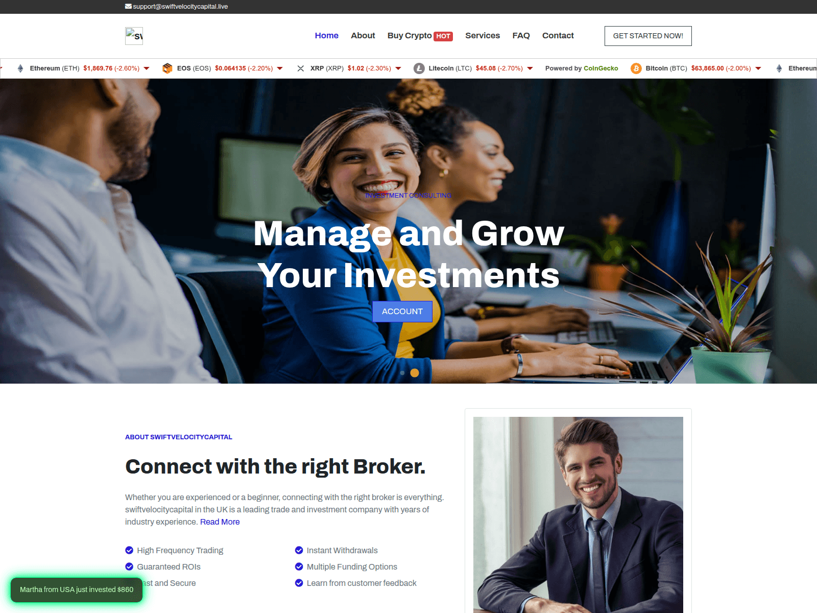 Screenshot of swiftvelocitycapital.live