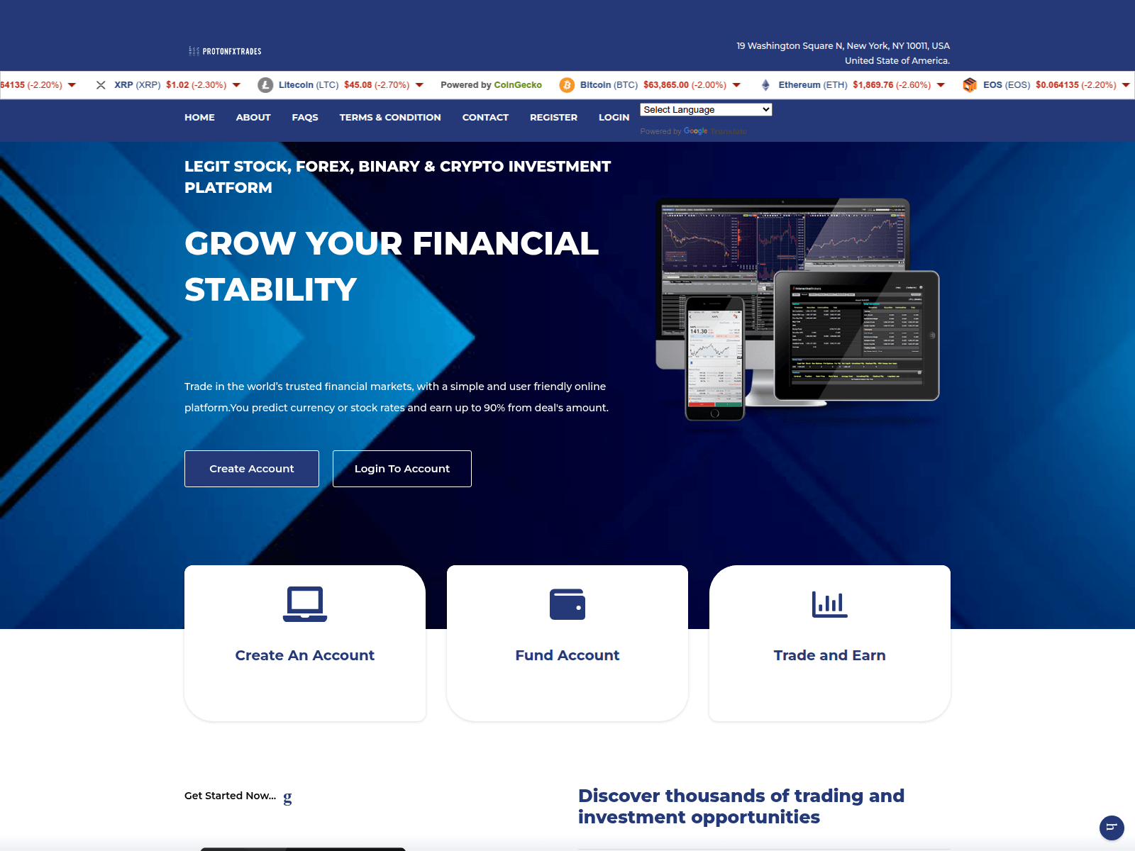 Screenshot of protonfxtrades.cfd