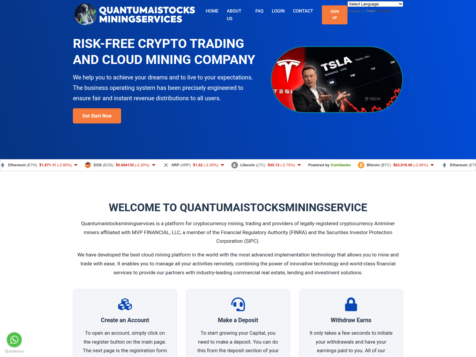 Screenshot of quantumaistocksminingservices.cc