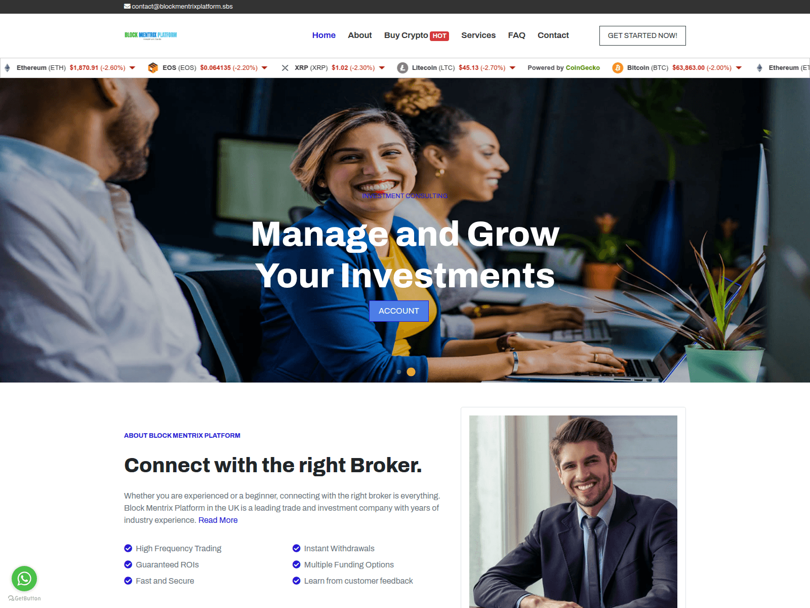 Screenshot of blockmentrixplatform.sbs