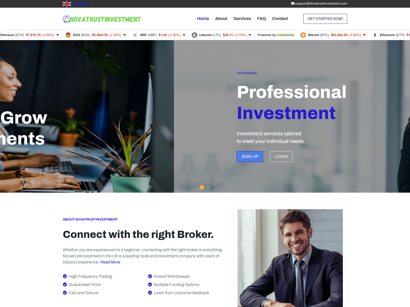 Screenshot of novatrustinvestment.com