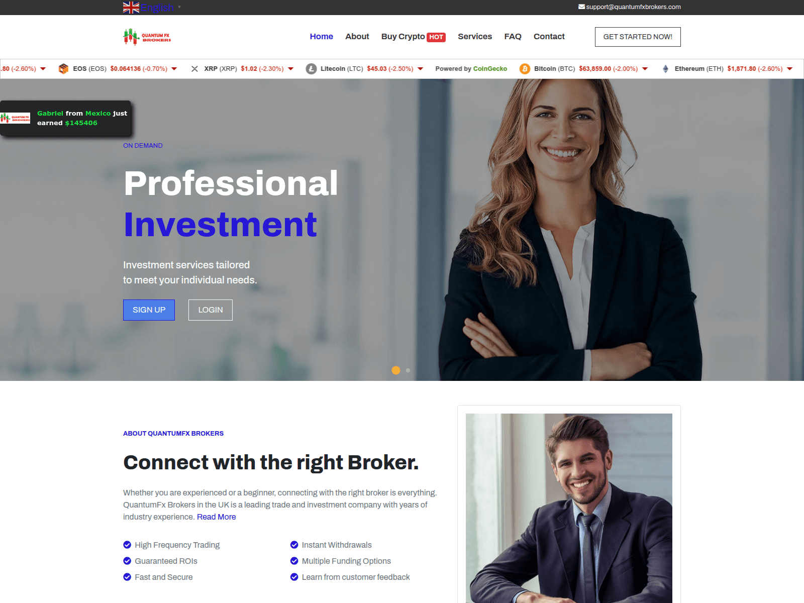 Screenshot of quantumfxbrokers.com