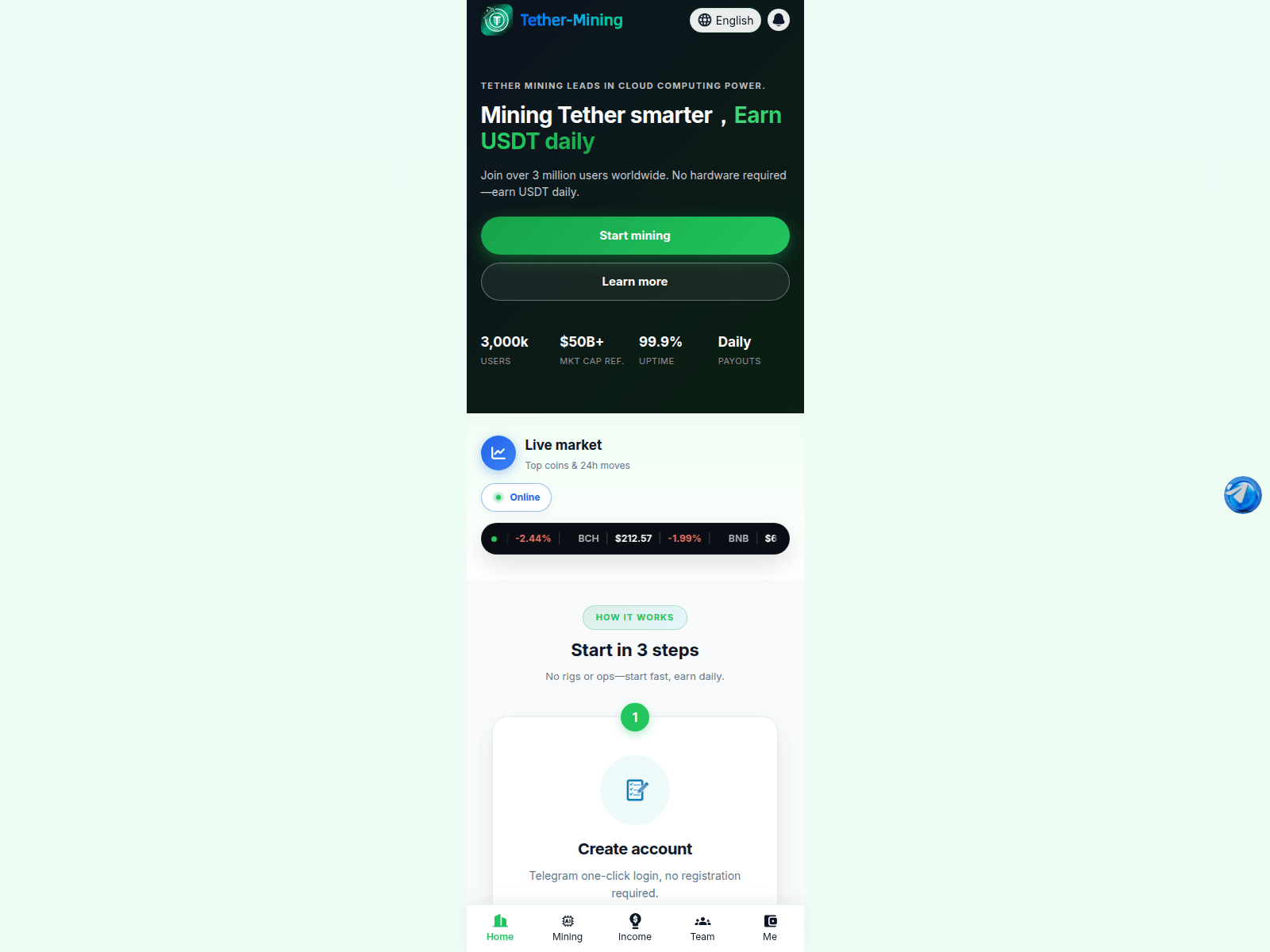Screenshot of tether-mining.cc