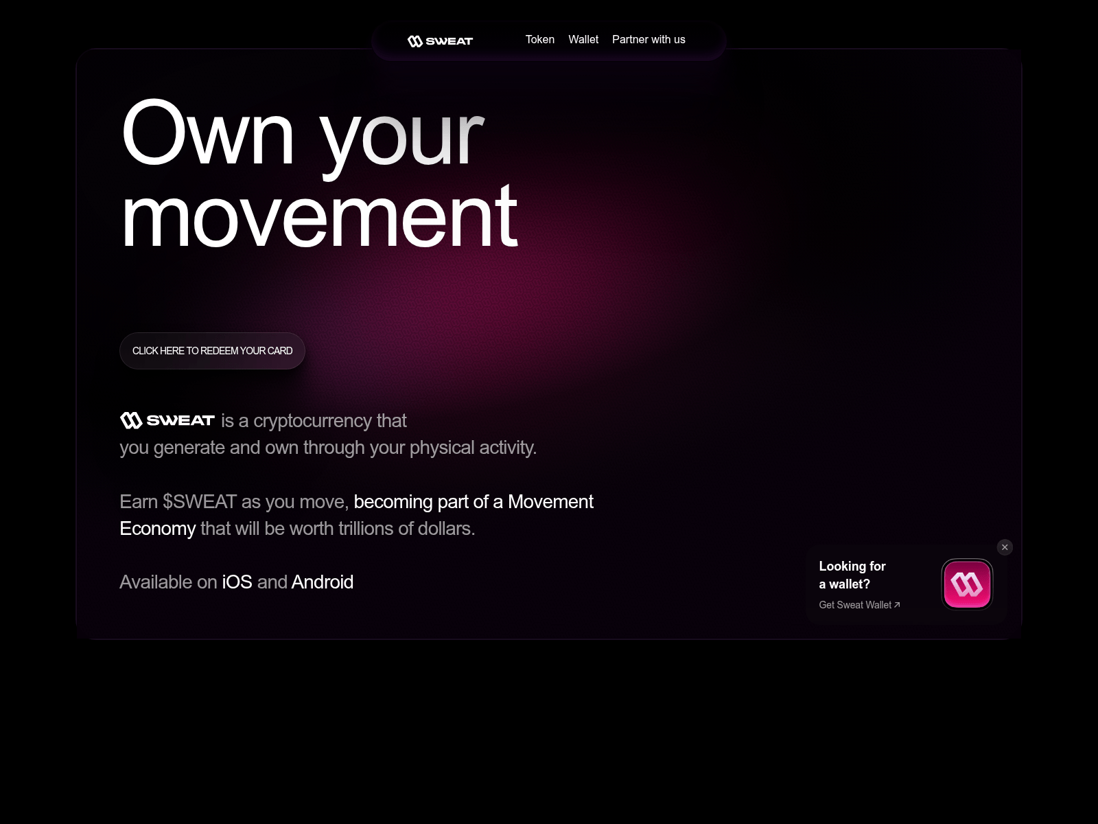 Screenshot of www.sweatcard.live