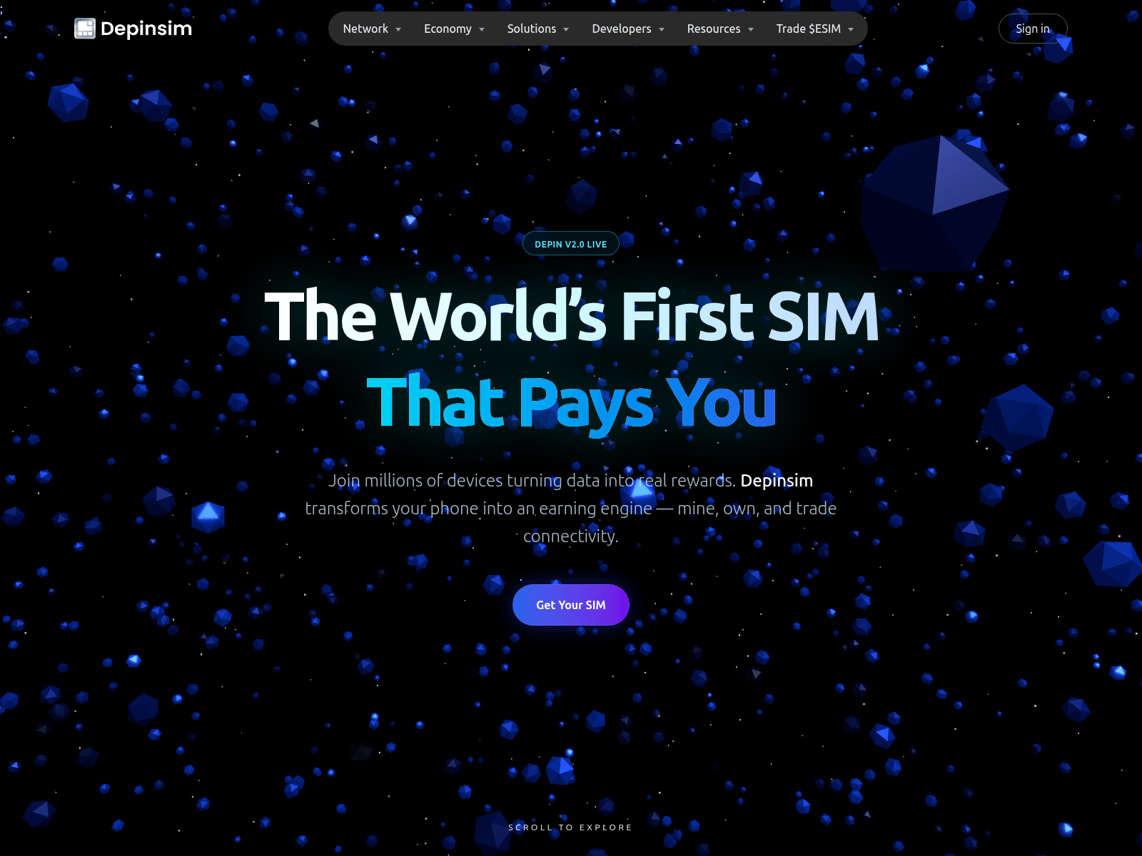 Screenshot of depinsim.com