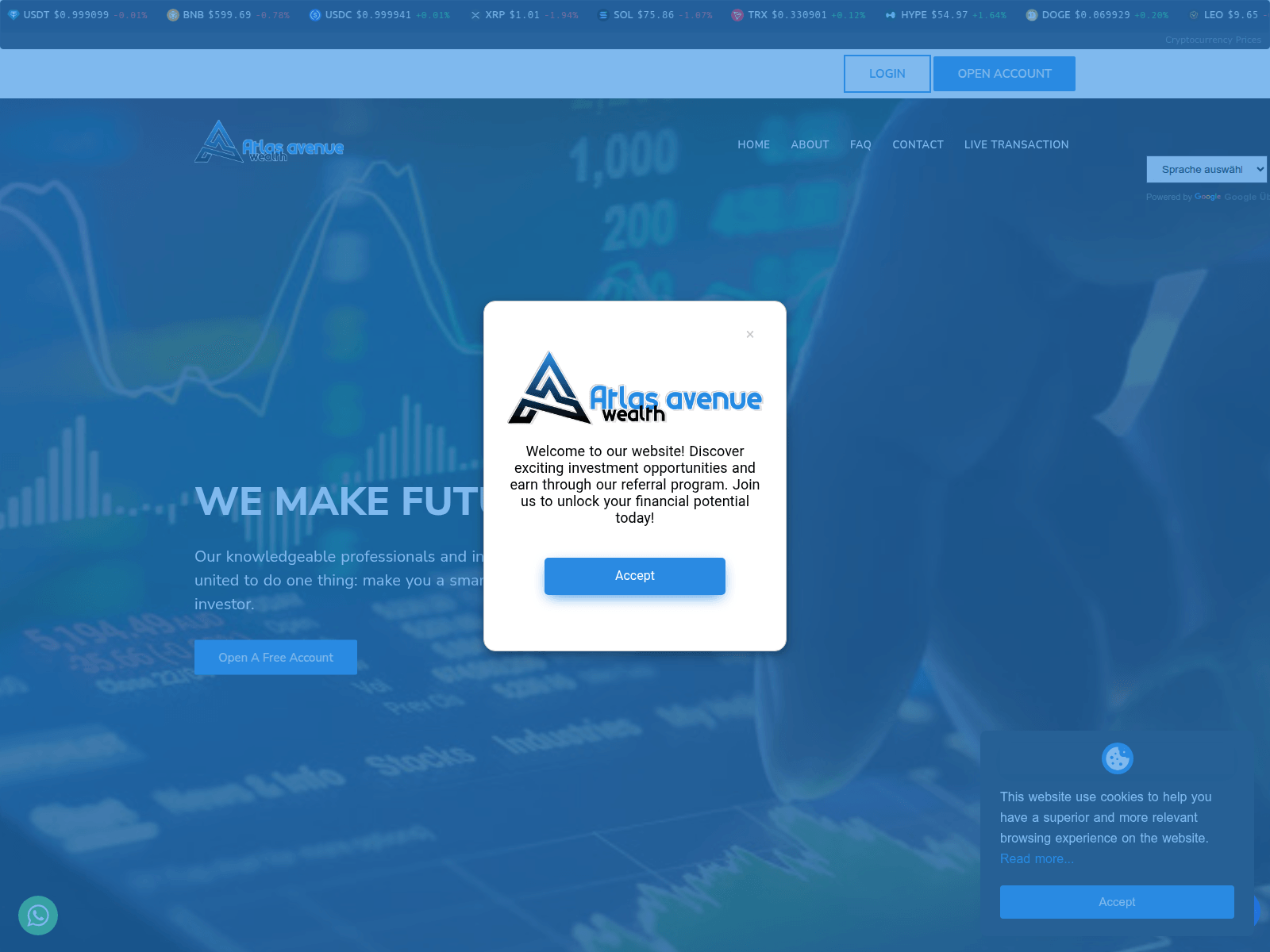 Captura de pantalla de atlasavenuewealth.com