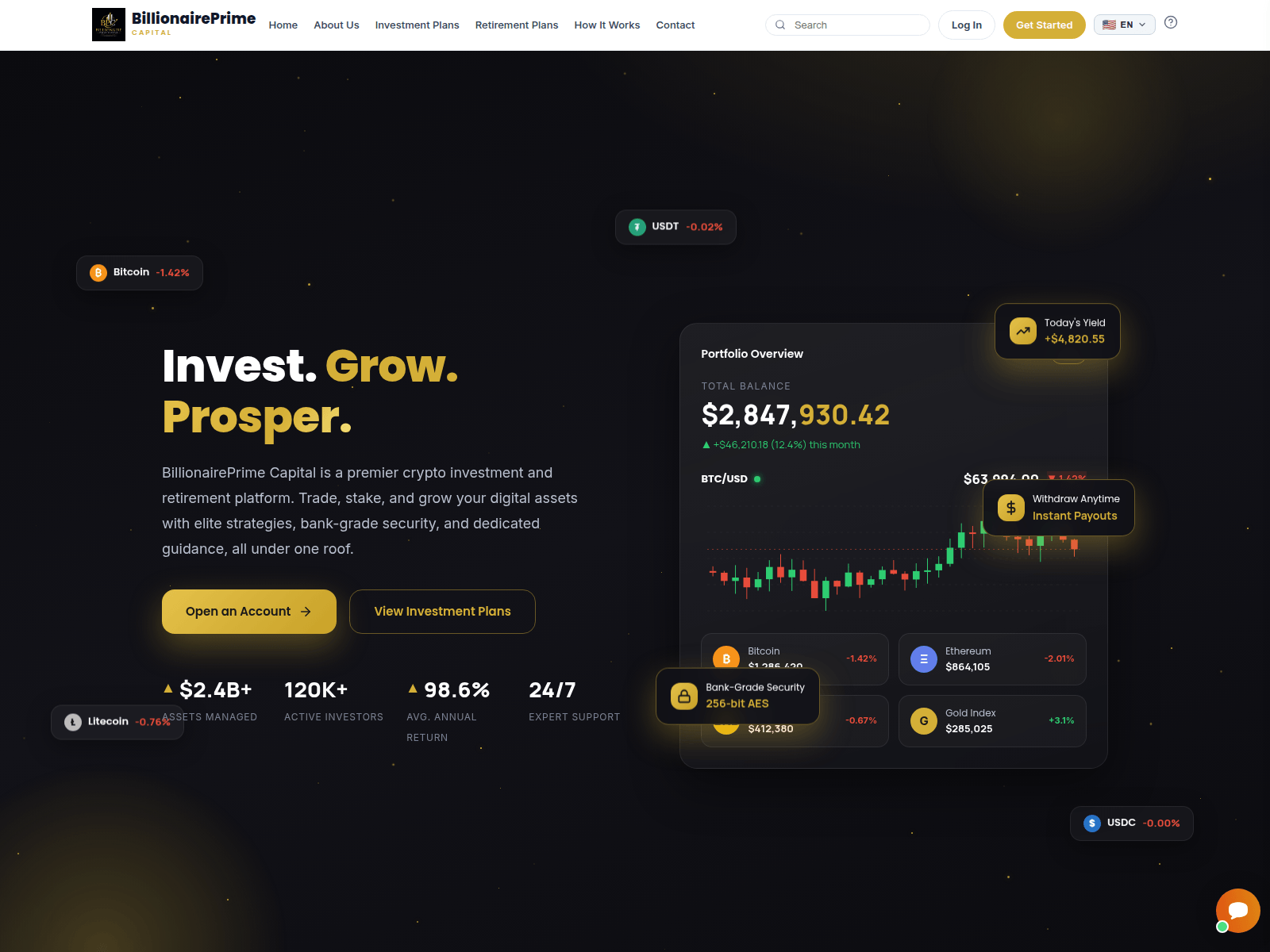 Screenshot of billionaireprimecapital.com