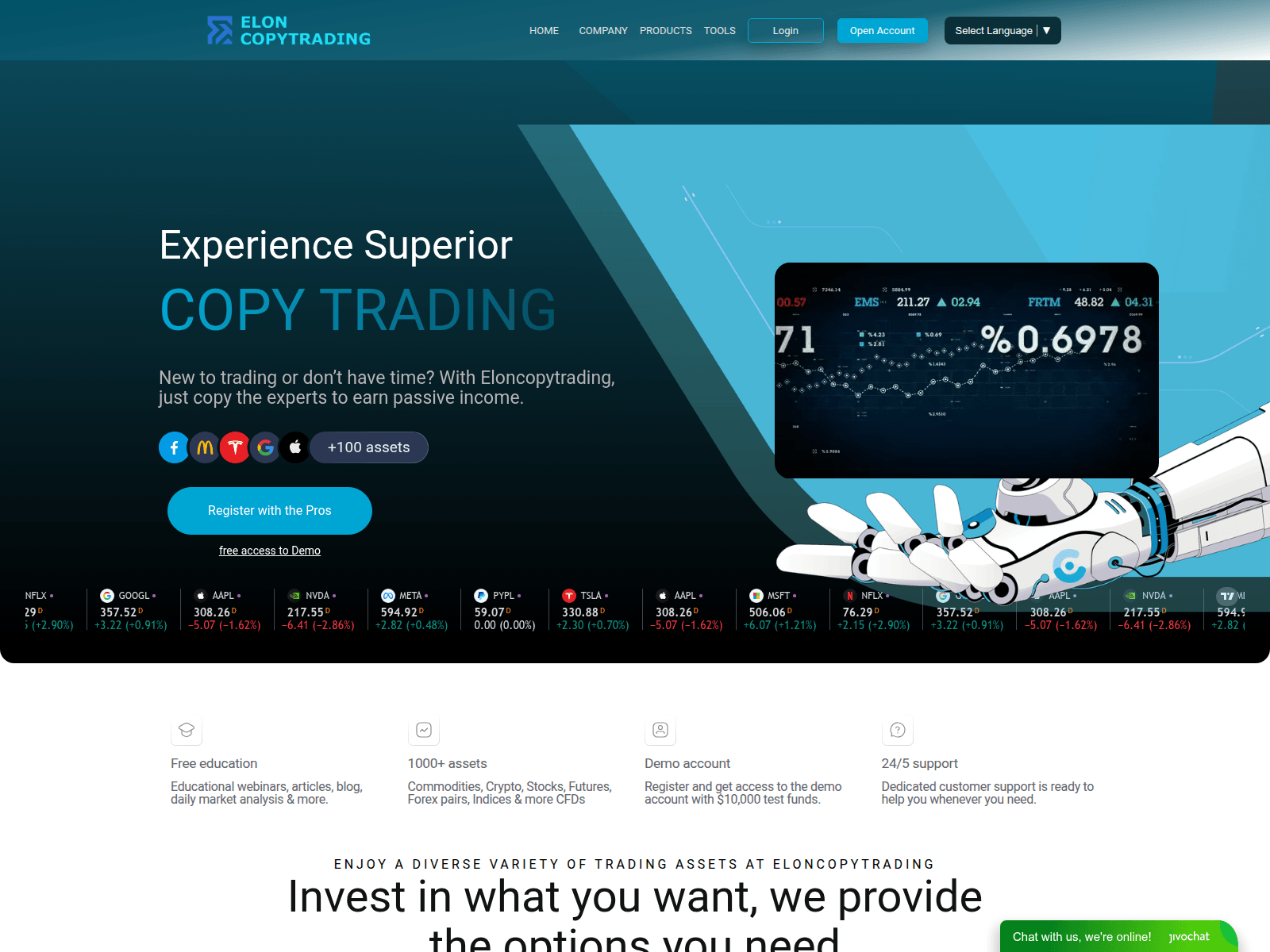 Знімок екрана eloncopytrading.com