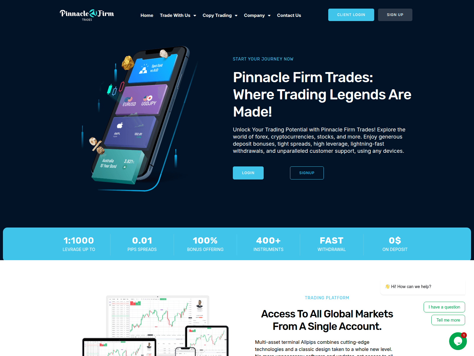 Знімок екрана pinnaclefirmtrades.com