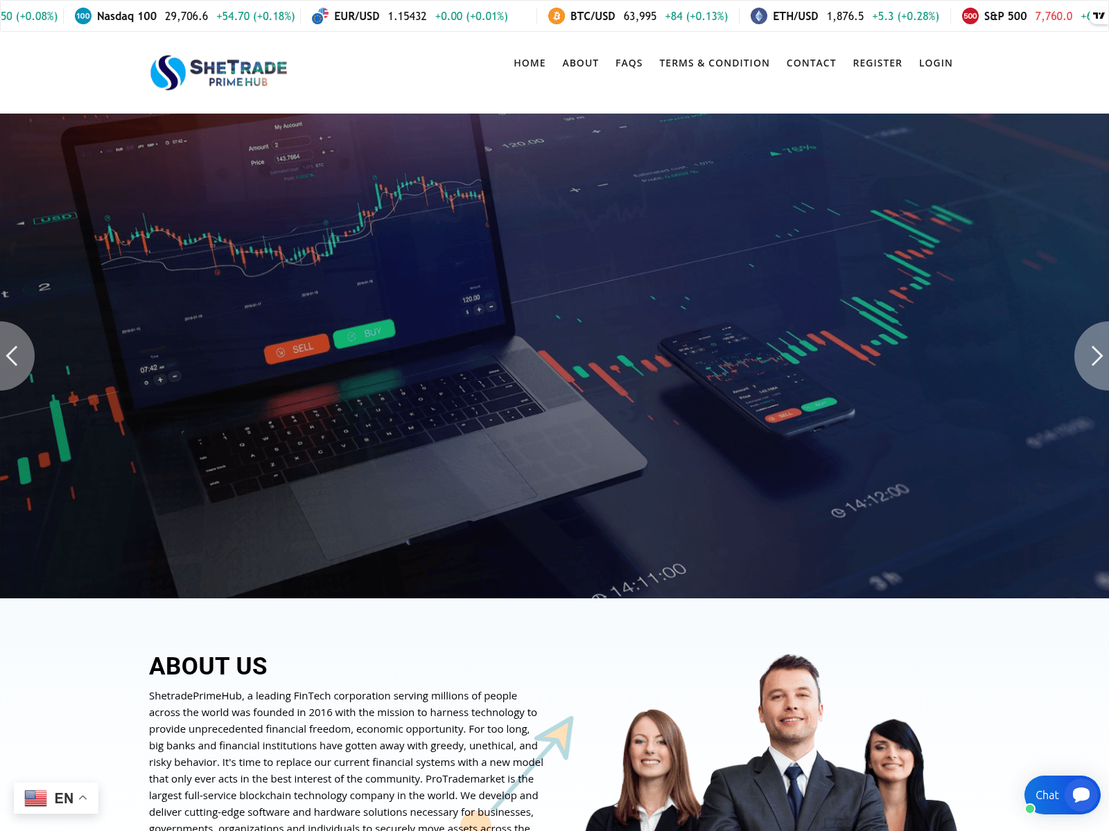 Screenshot of shetradeprimehub.com
