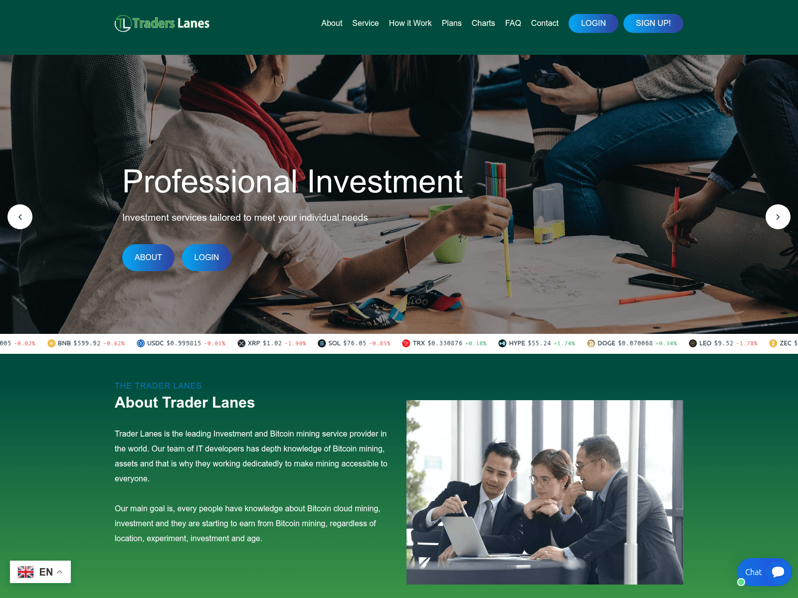 Screenshot of traderslanes.com