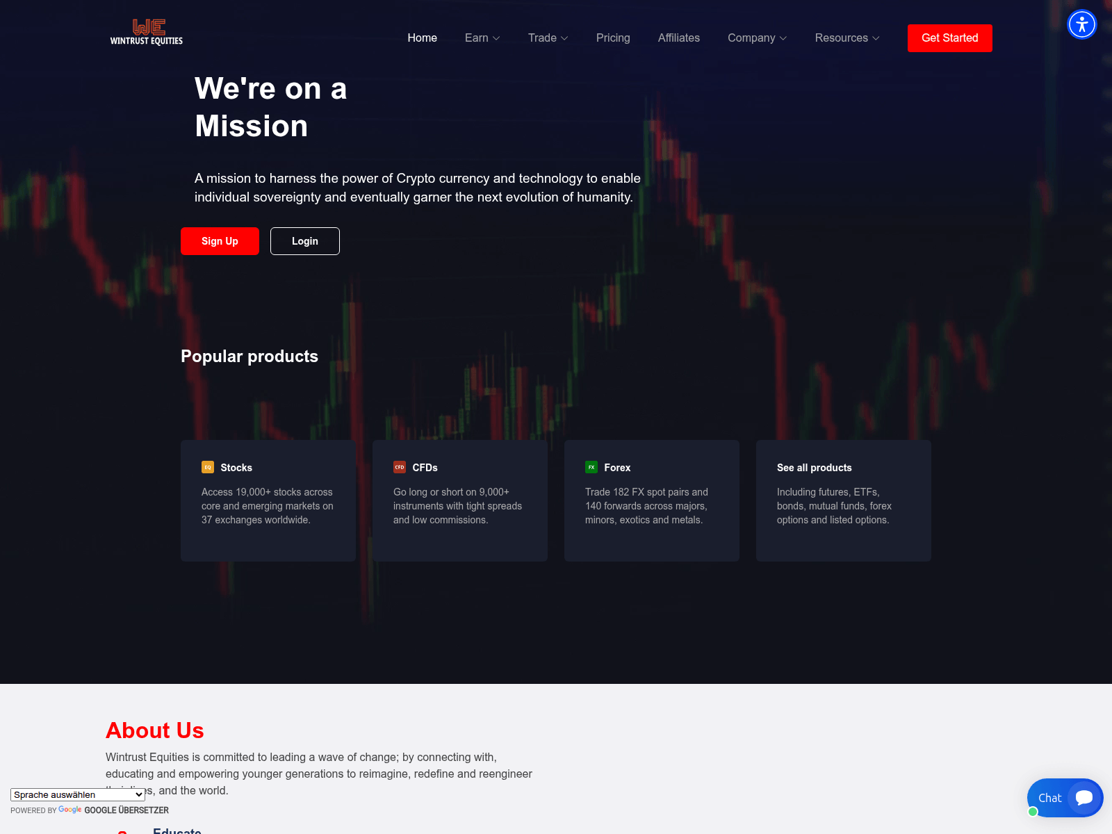 Captura de tela de wintrustequities.net