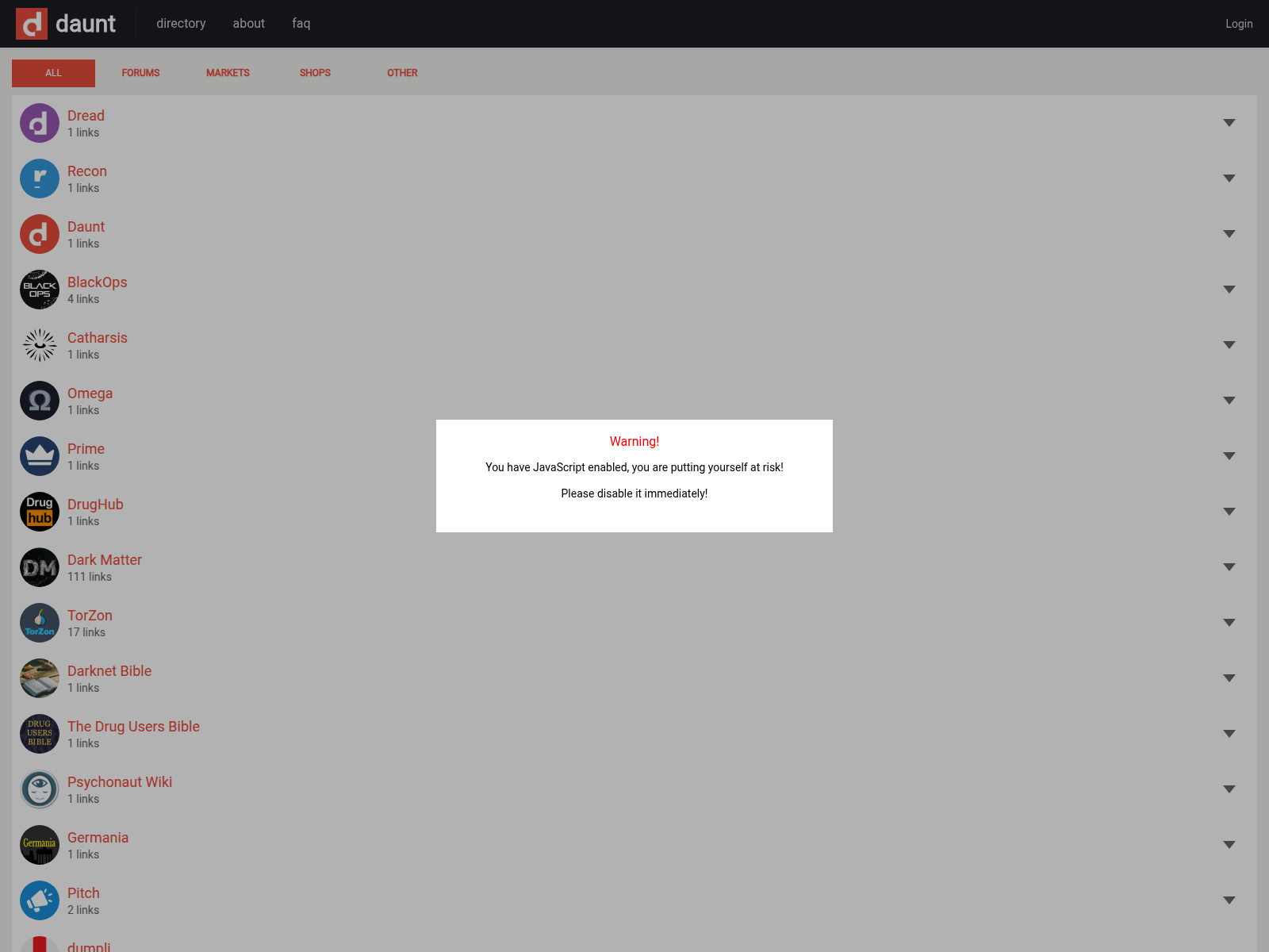 Screenshot of daunt.link
