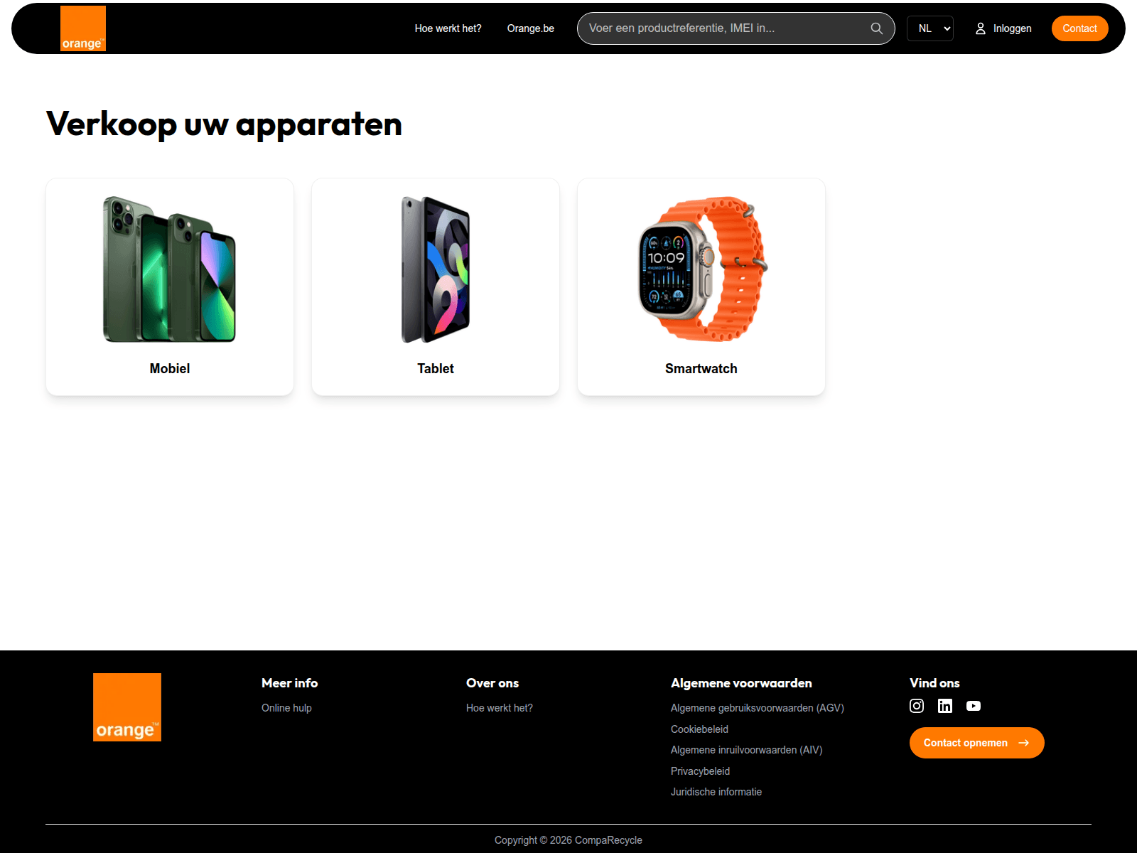 Screenshot of orange-nl.comparecycle.com