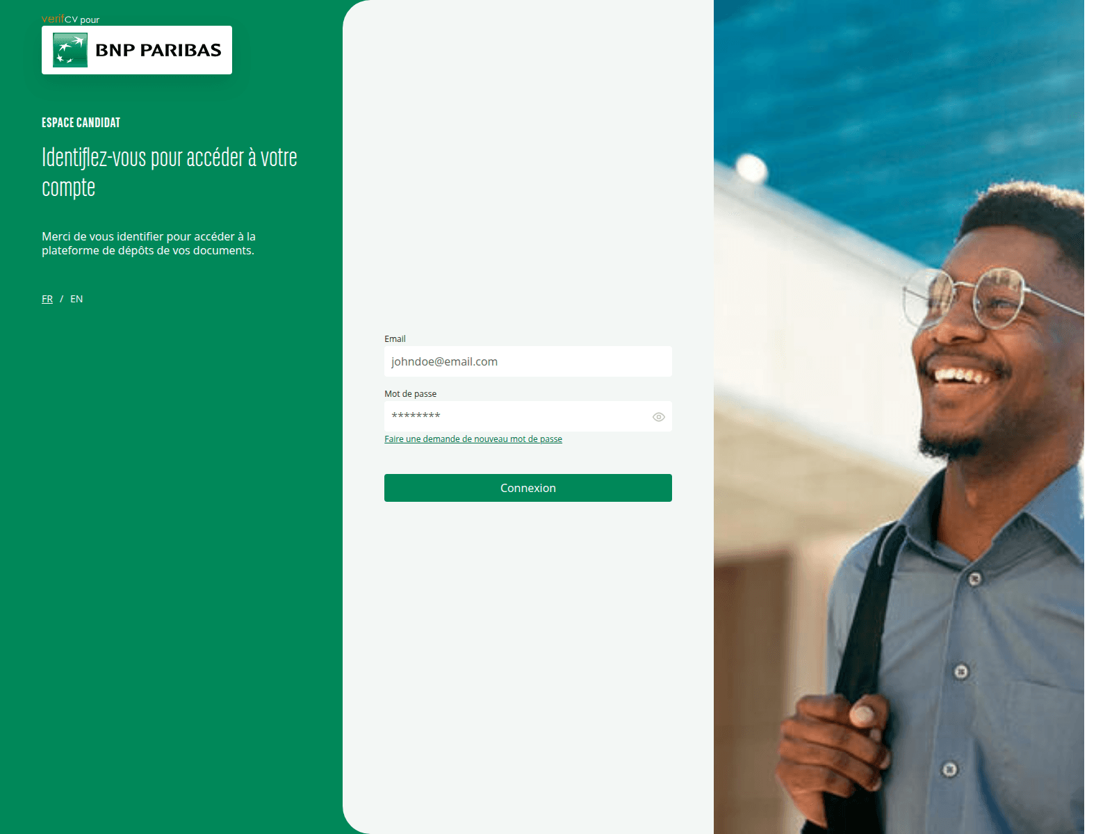 Screenshot of bnpp.test.verifcv.com