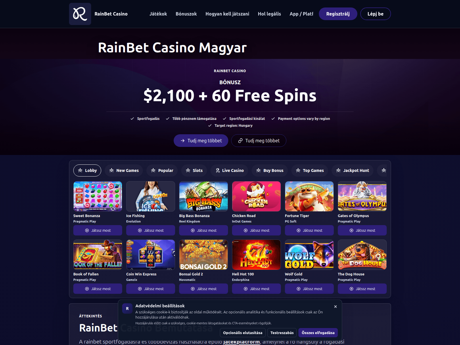 Screenshot of hurainbet.com