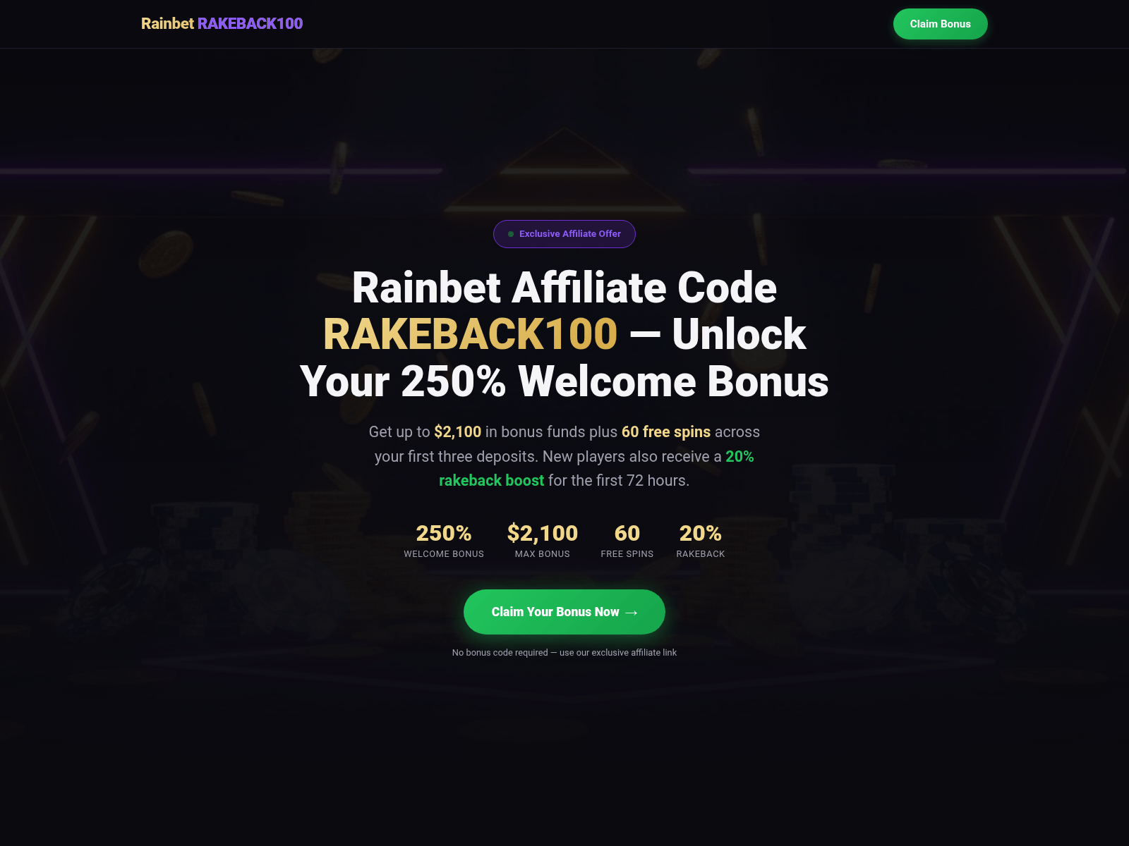 Screenshot of rainbetaffiliatecode.net