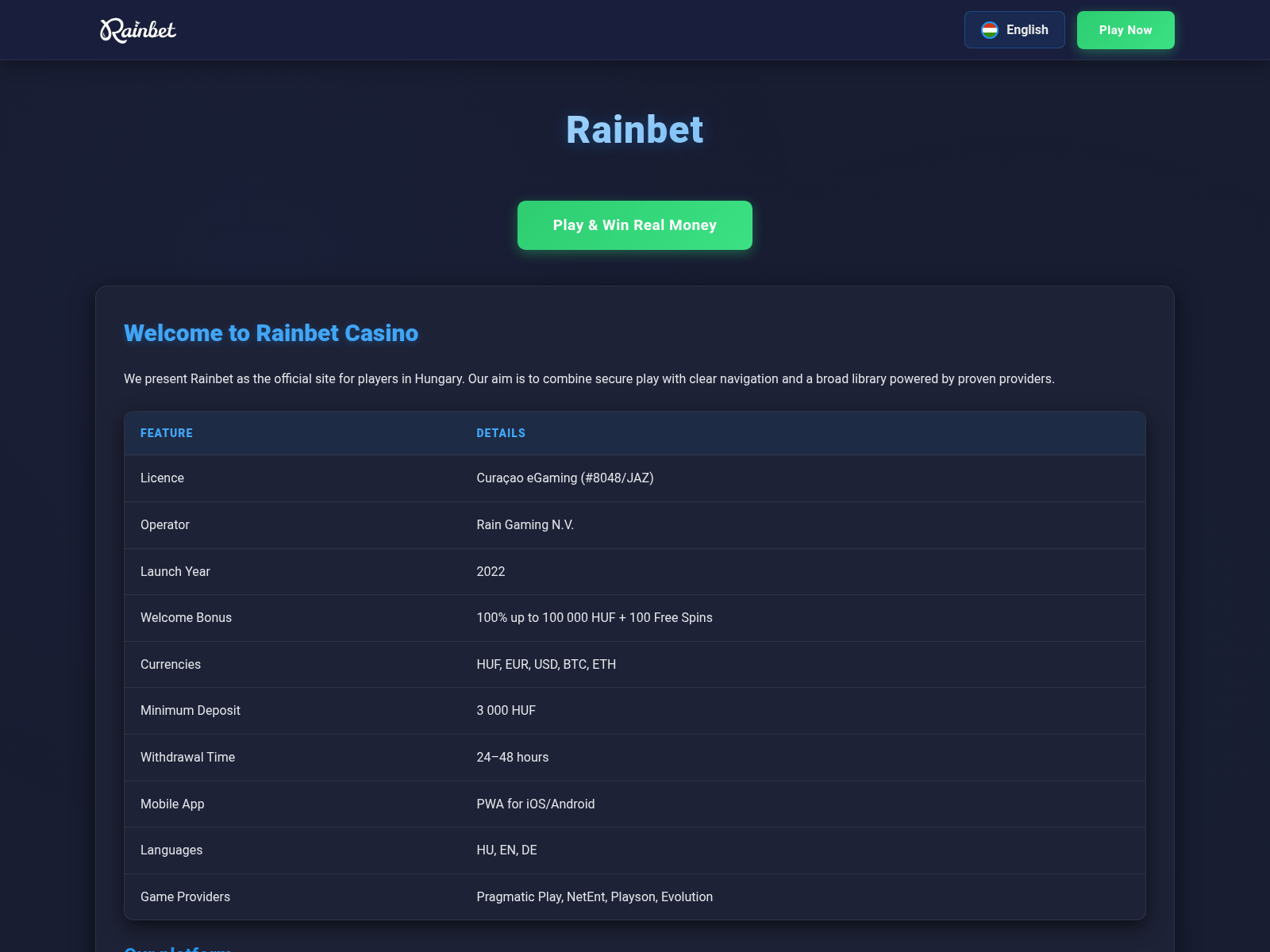 [Ekran görüntüsü] rainbet.hu.net