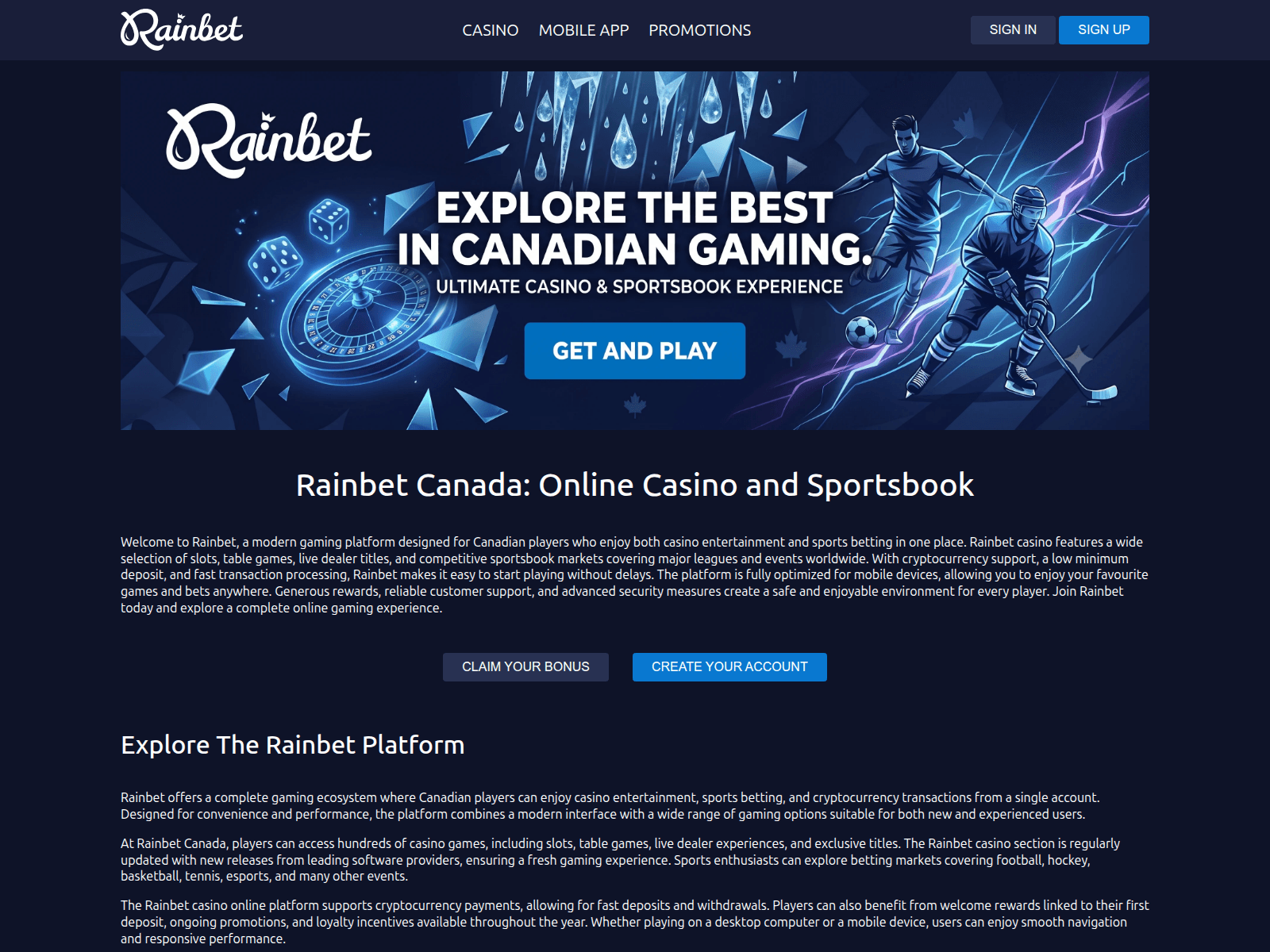 Screenshot of rainbet-casino-canada.ca