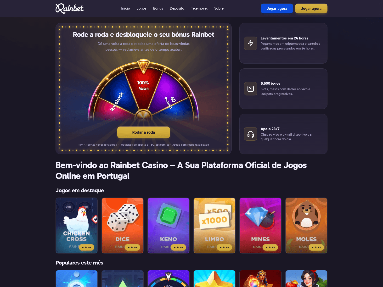 Screenshot of pt-rainbet.com