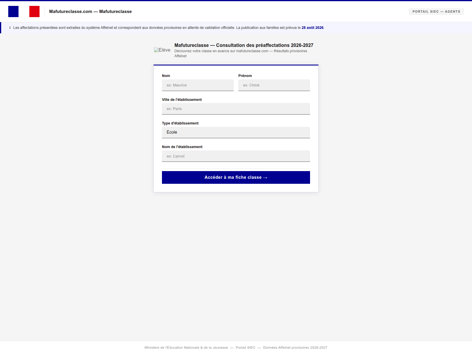 Screenshot of mafutureclasse.com