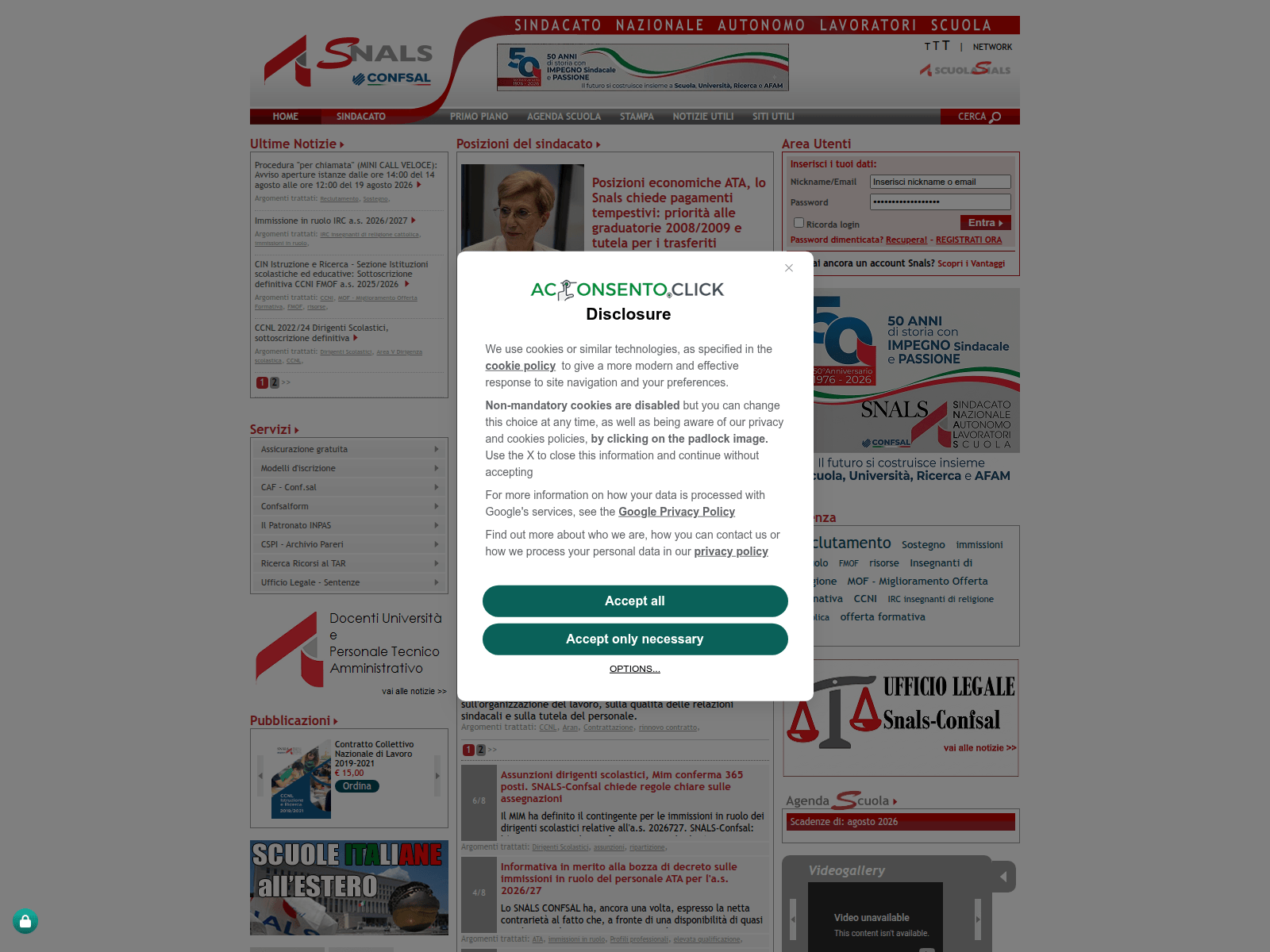 Screenshot of www.snals.it