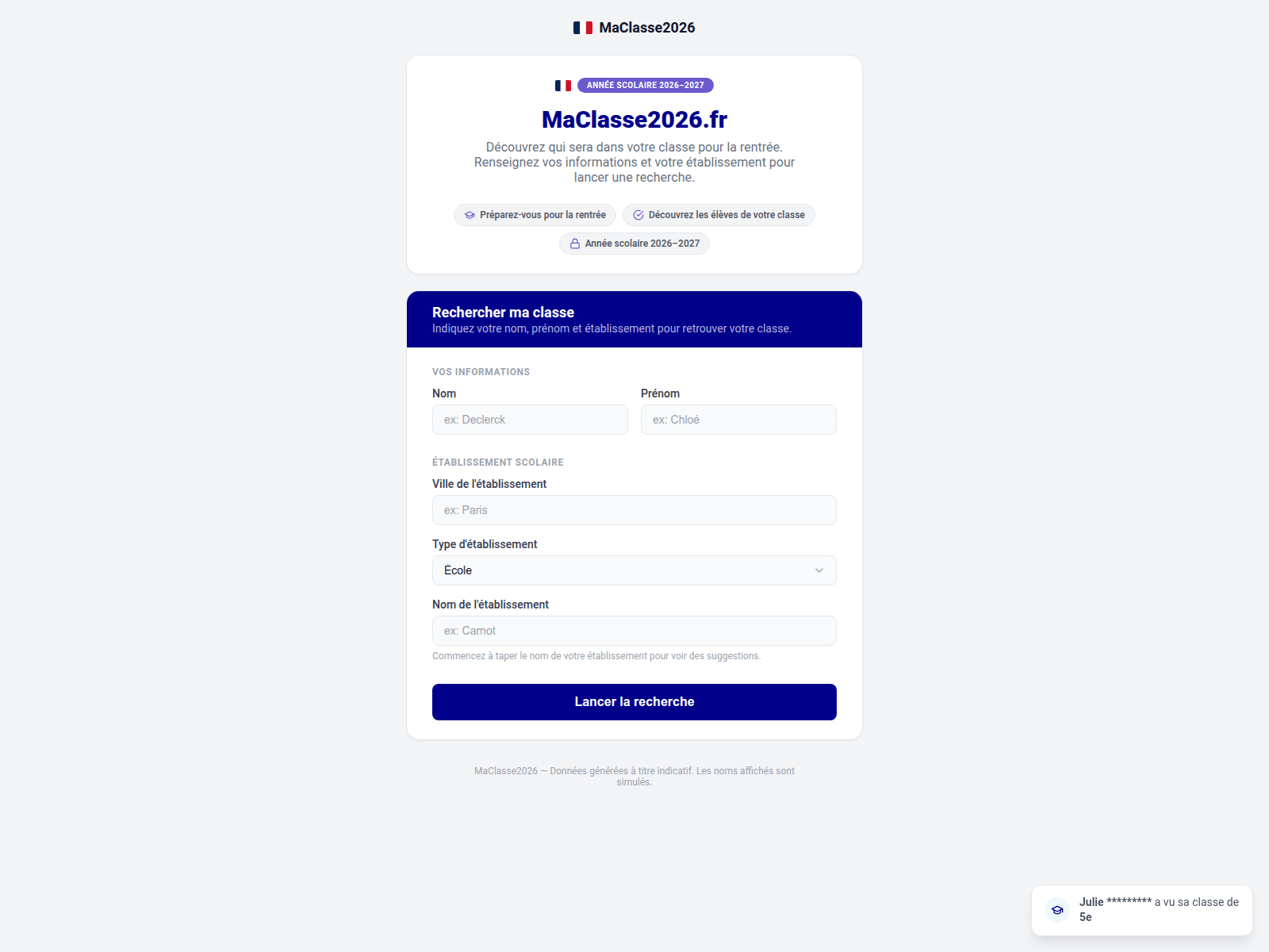 Screenshot of classe2026.site