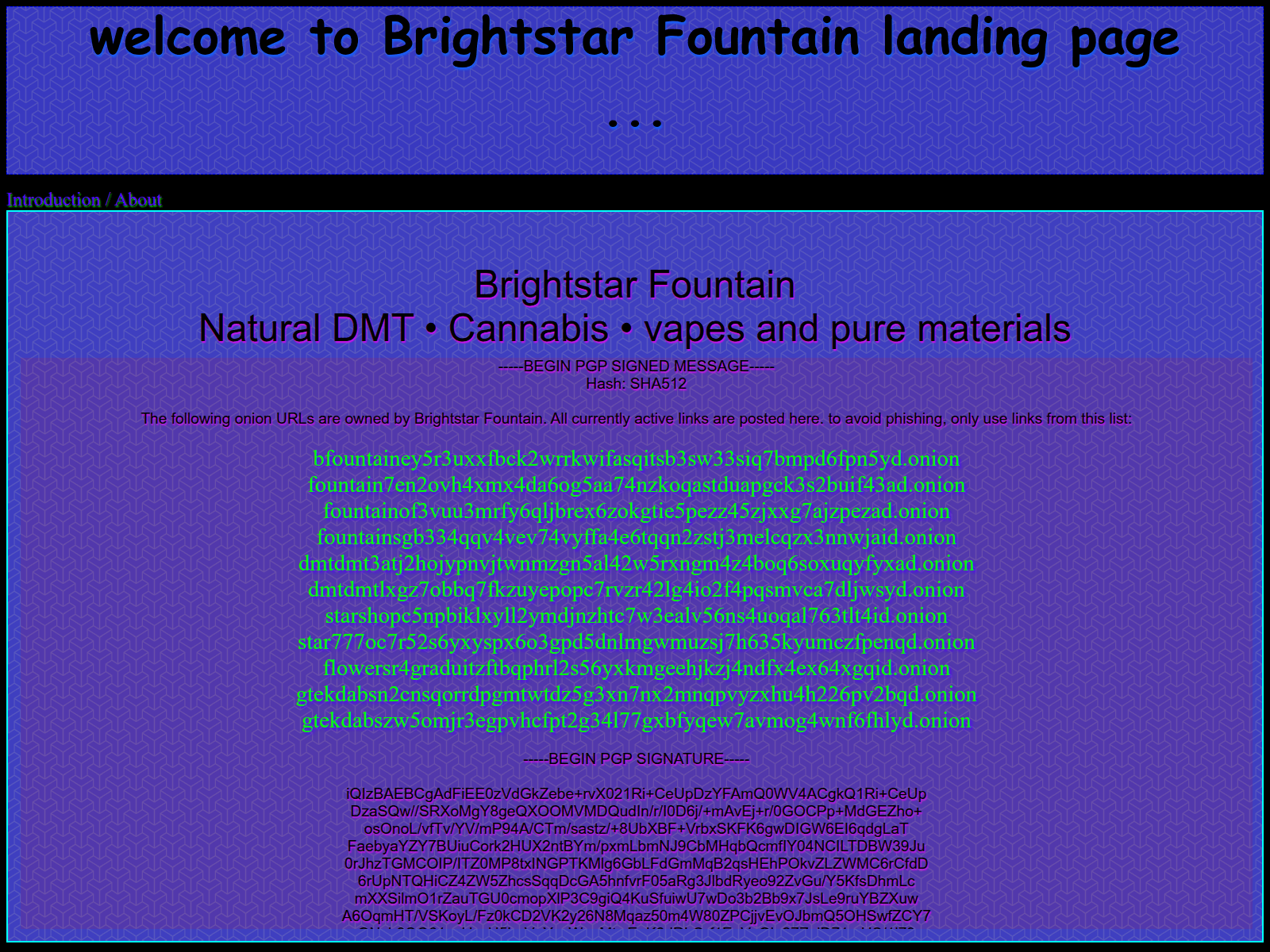 Screenshot of brightstarfountain.space