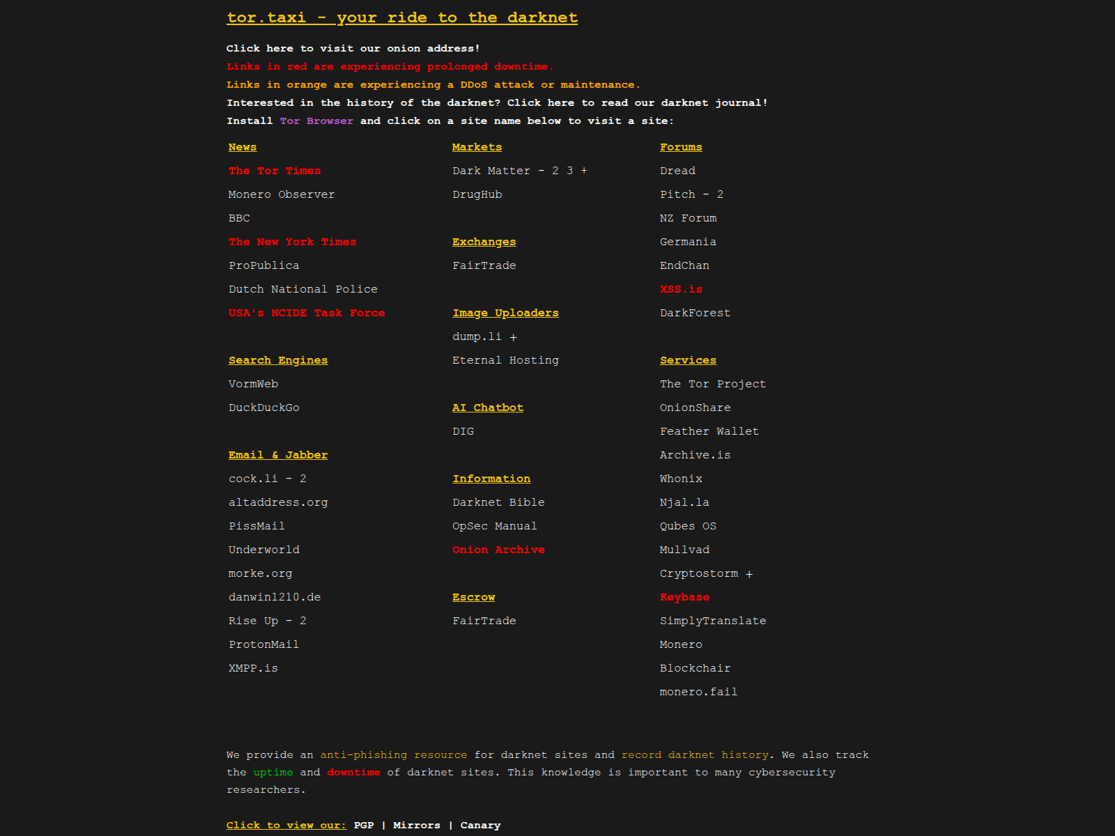 Screenshot of tor.taxi