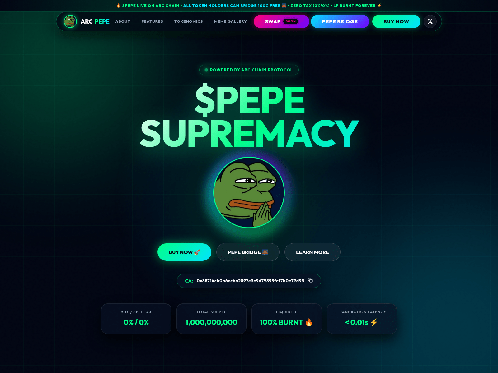Screenshot von arcpepe.vercel.app